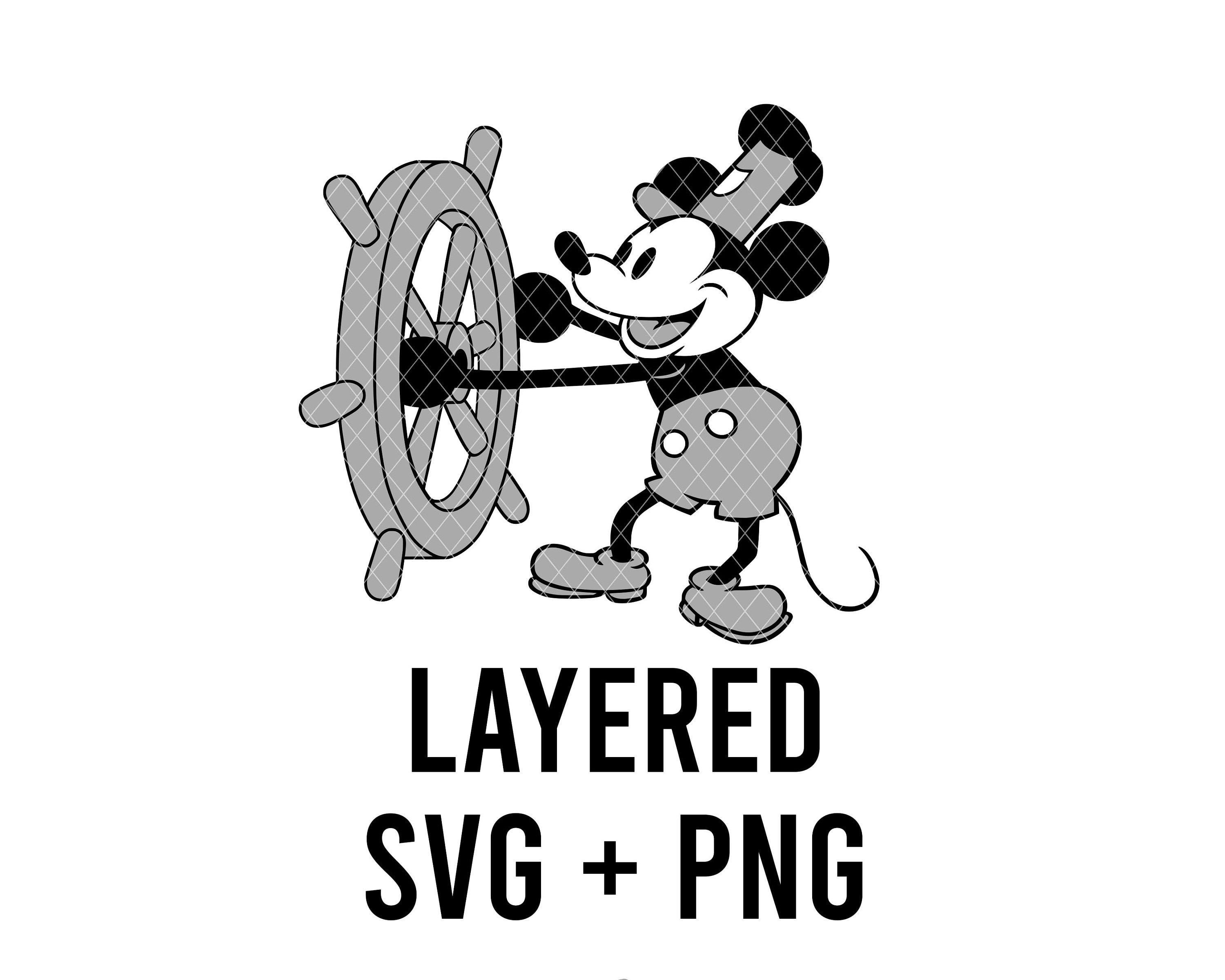 Steamboat Willie Mickey SVG + PNG, Cricut Silhouette