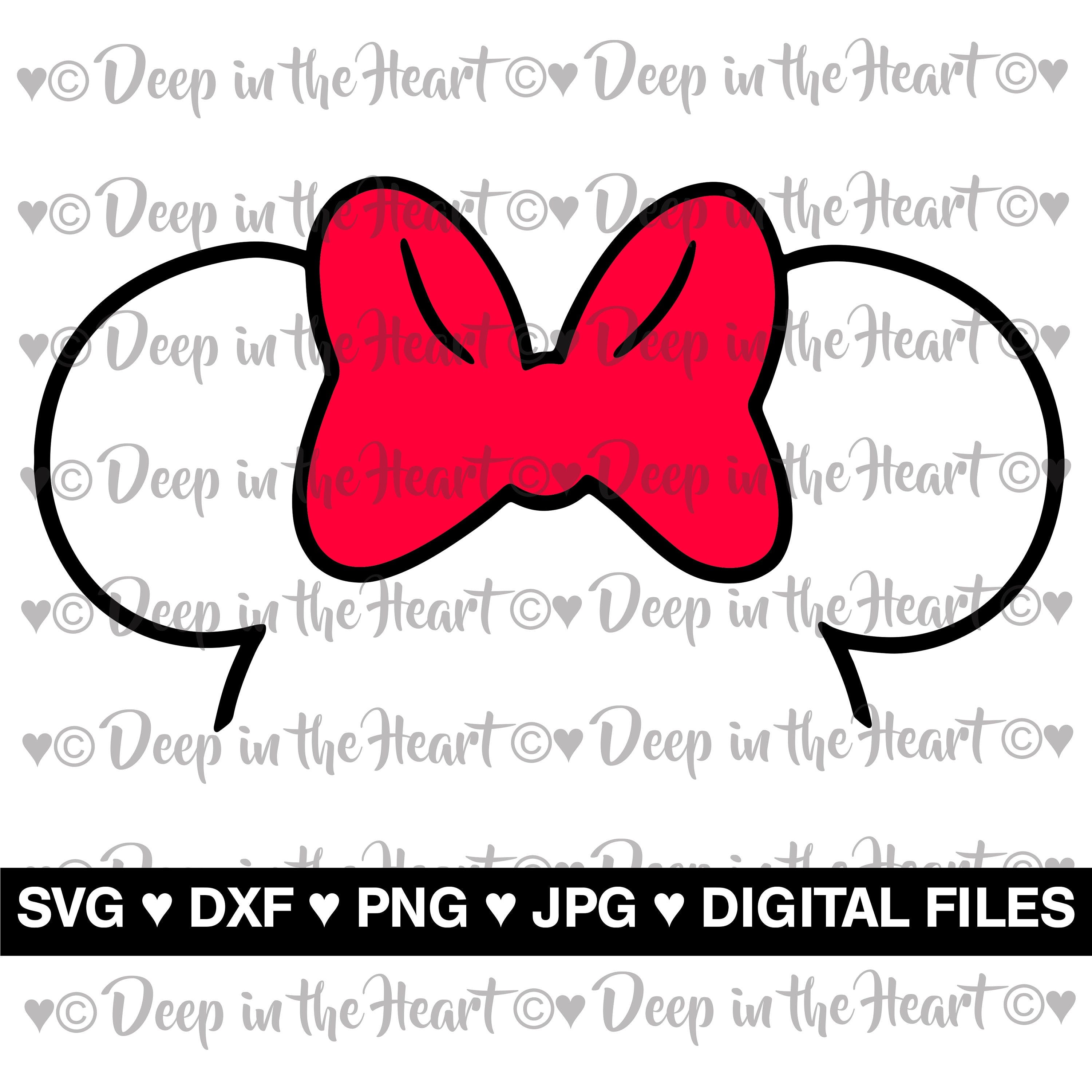 Half Minnie with Bow - SVG, DXF PNG, Jpeg -Instant Zip File Download - Digital & Printable - Minnie Ears with Bow Silhouette -Happiest Place