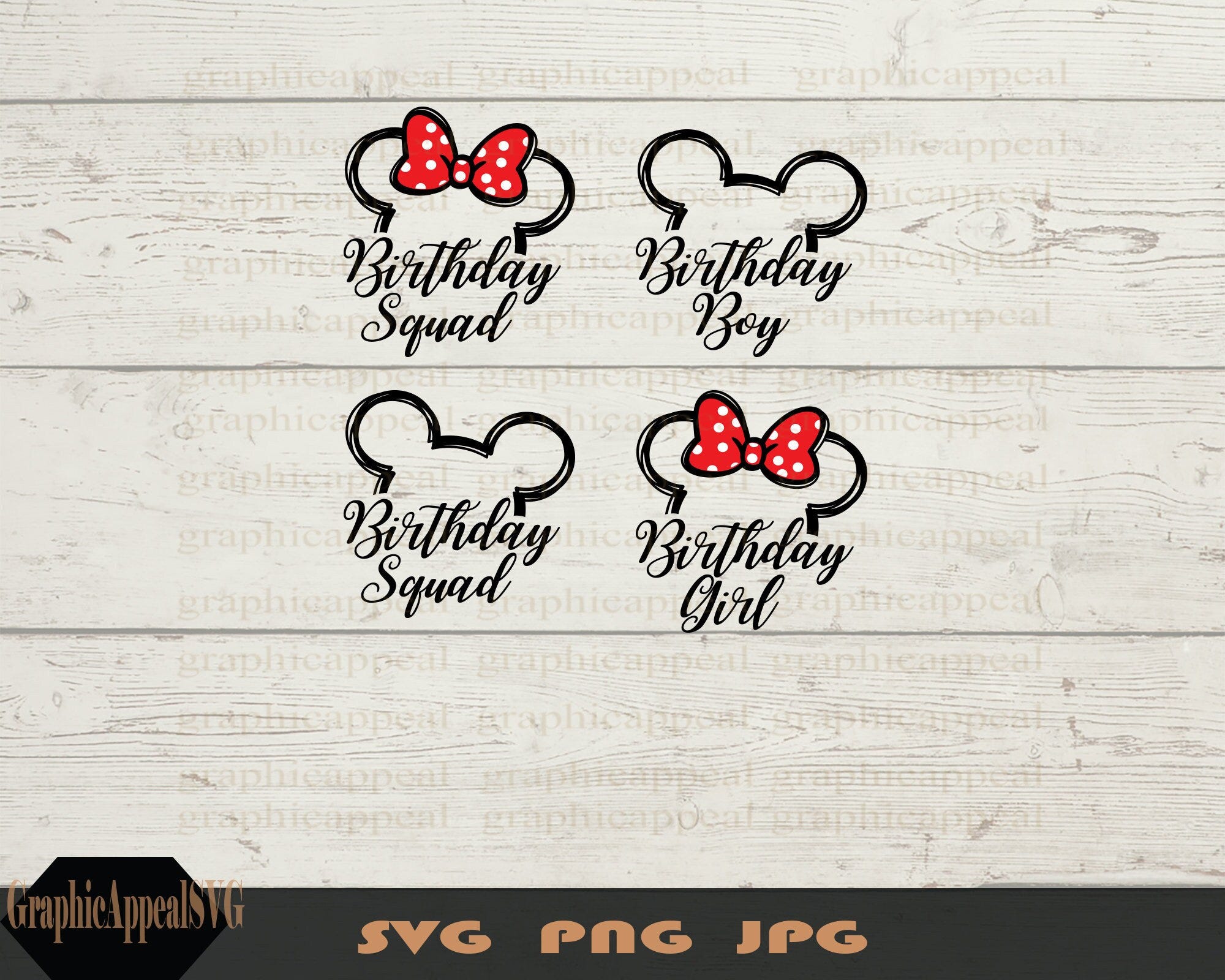 svg, birthday, squad, family, bundle, group shirt, digital, download, mouse, ears, birthday boy, birthday girl, birthday squad, png