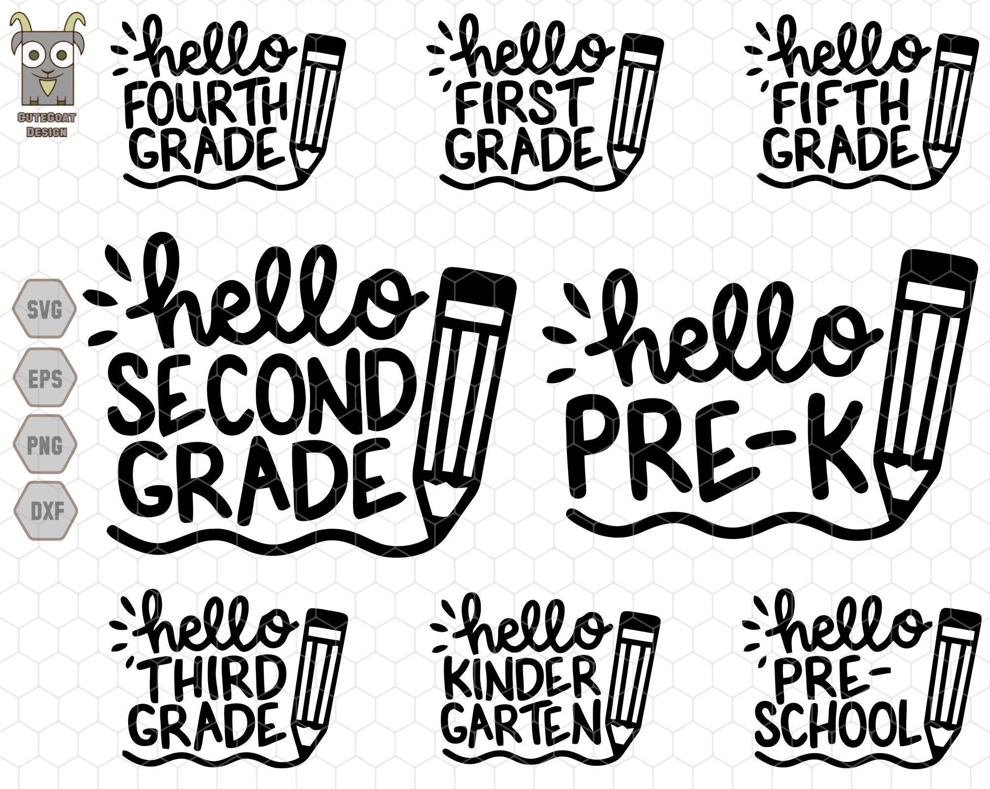 Hello Back To School Svg Bundle, Hello Kindergarten Svg, 1st Day Of School Svg, Back To School, TeacherLife Svg, Teacher Shirt, Hello School