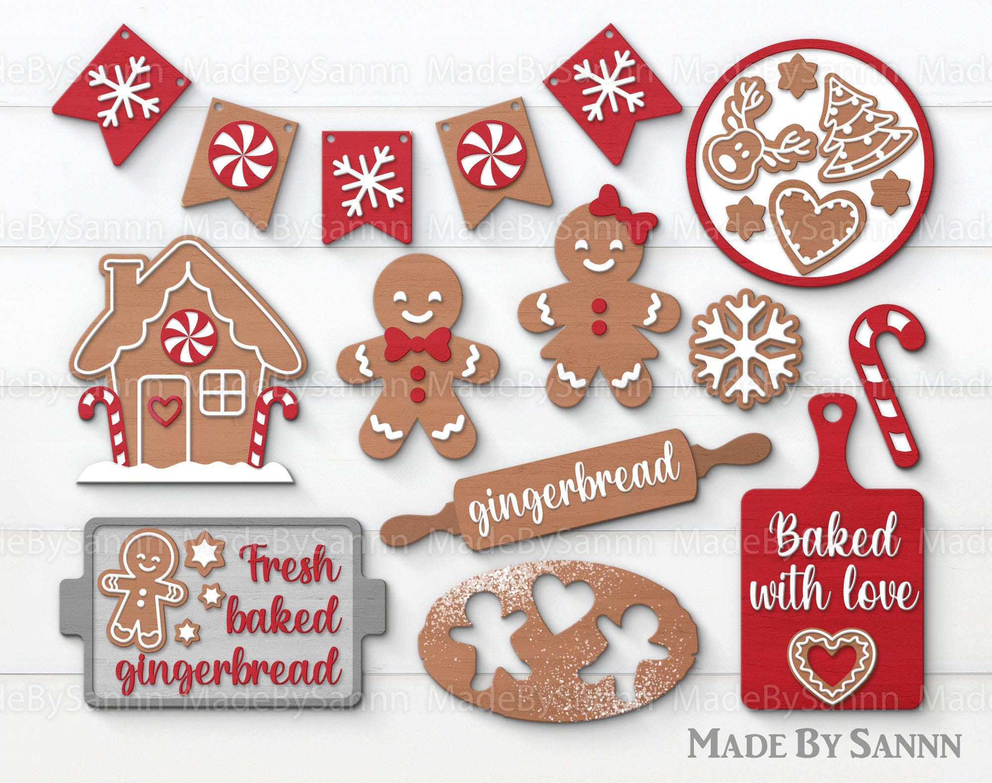 Christmas Tiered Tray Svg Bundle, Gingerbread Cookie Laser Svg, Glowforge Svg, Christmas Decor Svg, Tiered Tray decor, Winter Tiered Tray