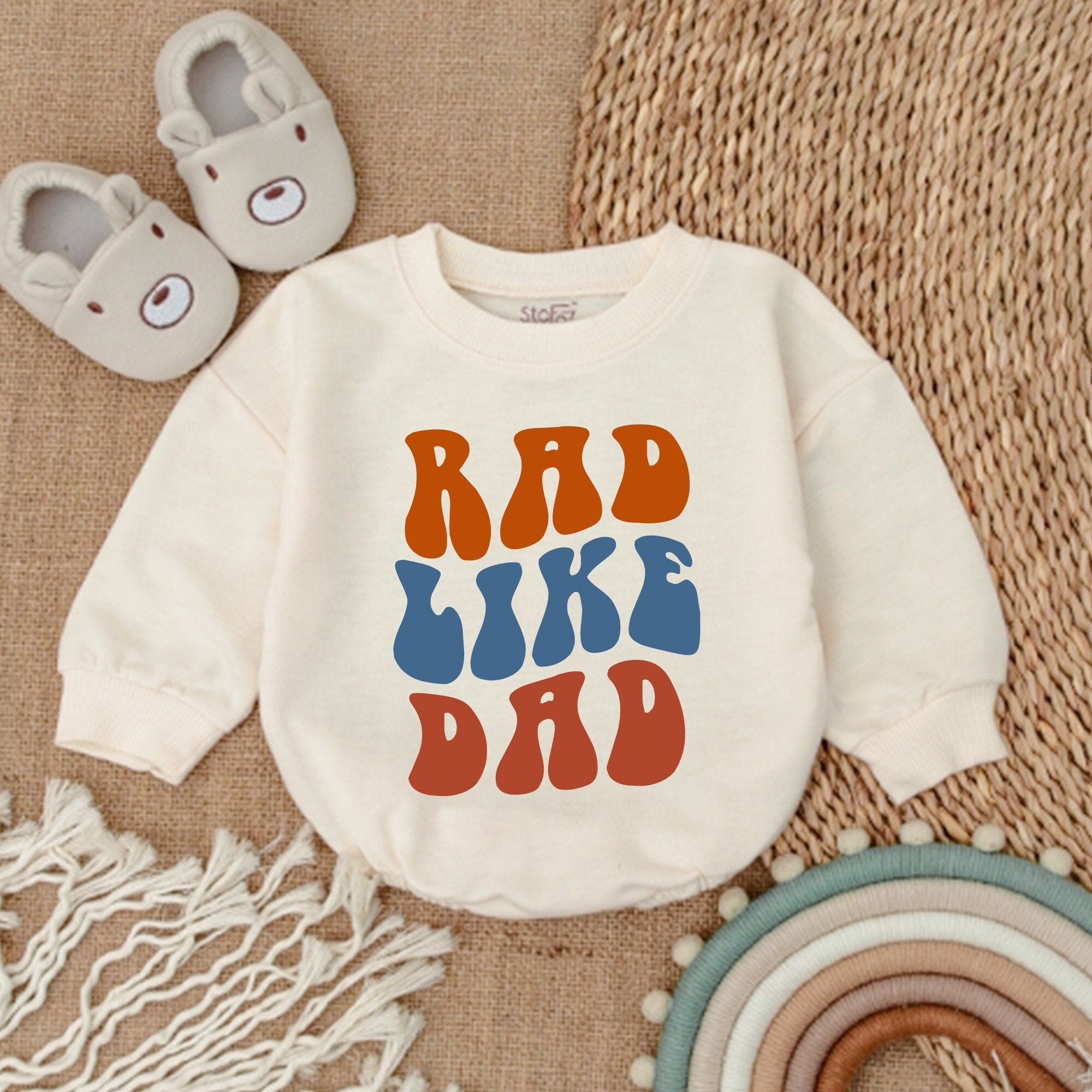 Rad Like Dad Baby Romper -  Sweatshirt Bubble Romper - Baby Boy Clothes - Father