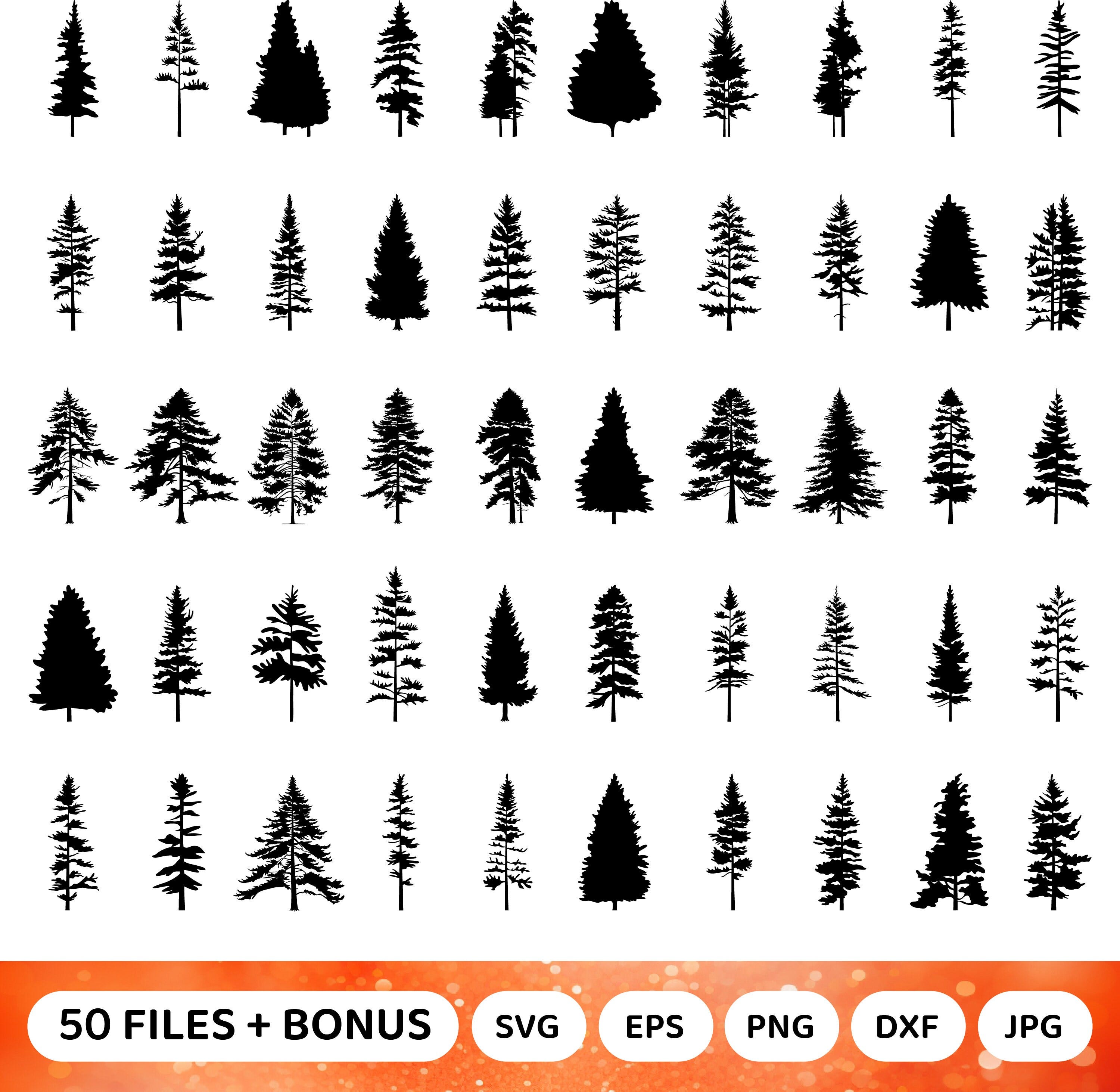 Forest Trees Silhouette Bundle SVG, Pine Tree Bundle Svg, Pine Tree Svg, Christmas Tree Svg, Pine Tree Silhouette, Cutting File, Png Eps Dxf