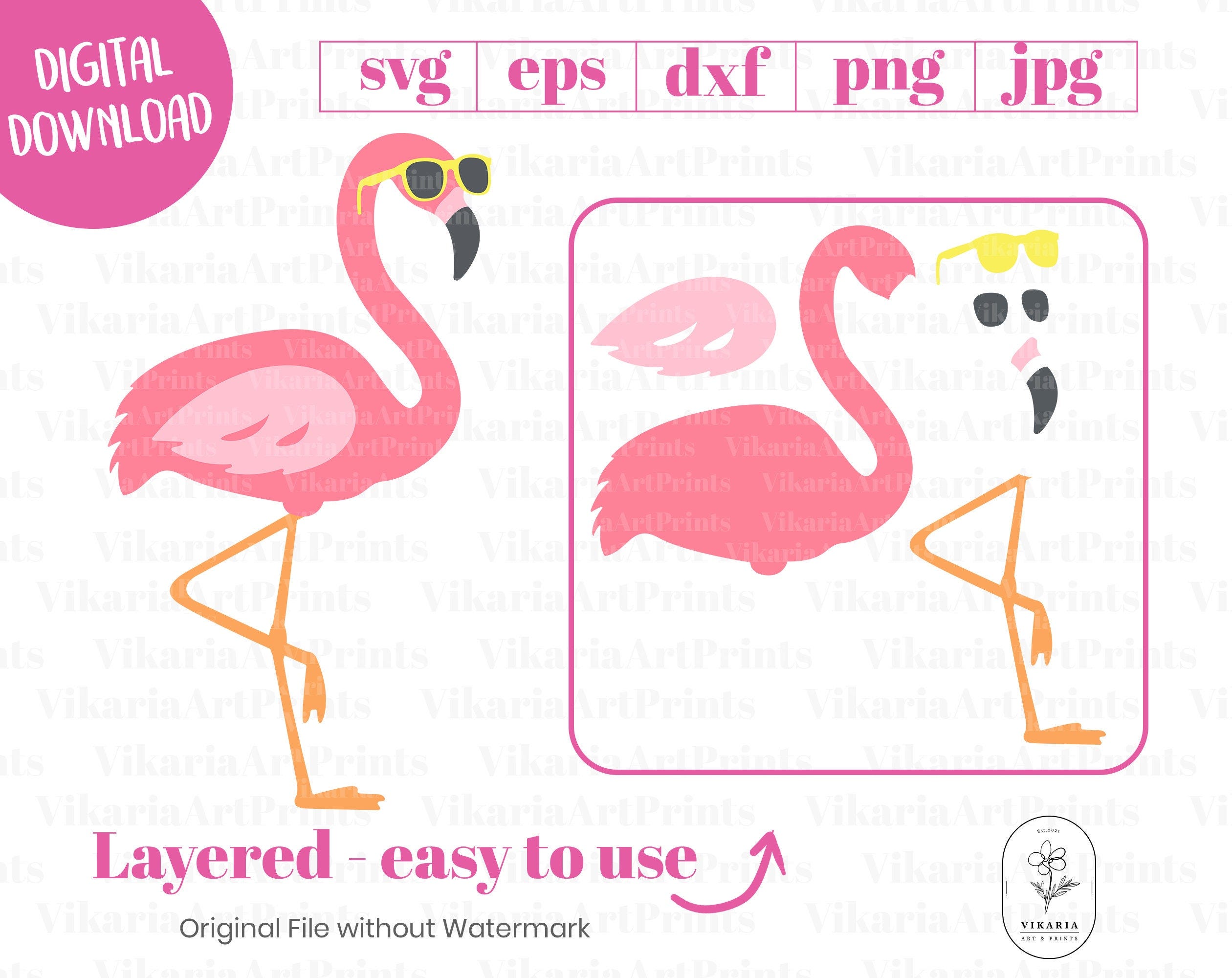 Pink Flamingo SVG, Flamingo SVG cut file, Flamingo Clipart for Tropical Summer Beach Craft Projects, Shirt Tropical Animal Cricut Silhouette