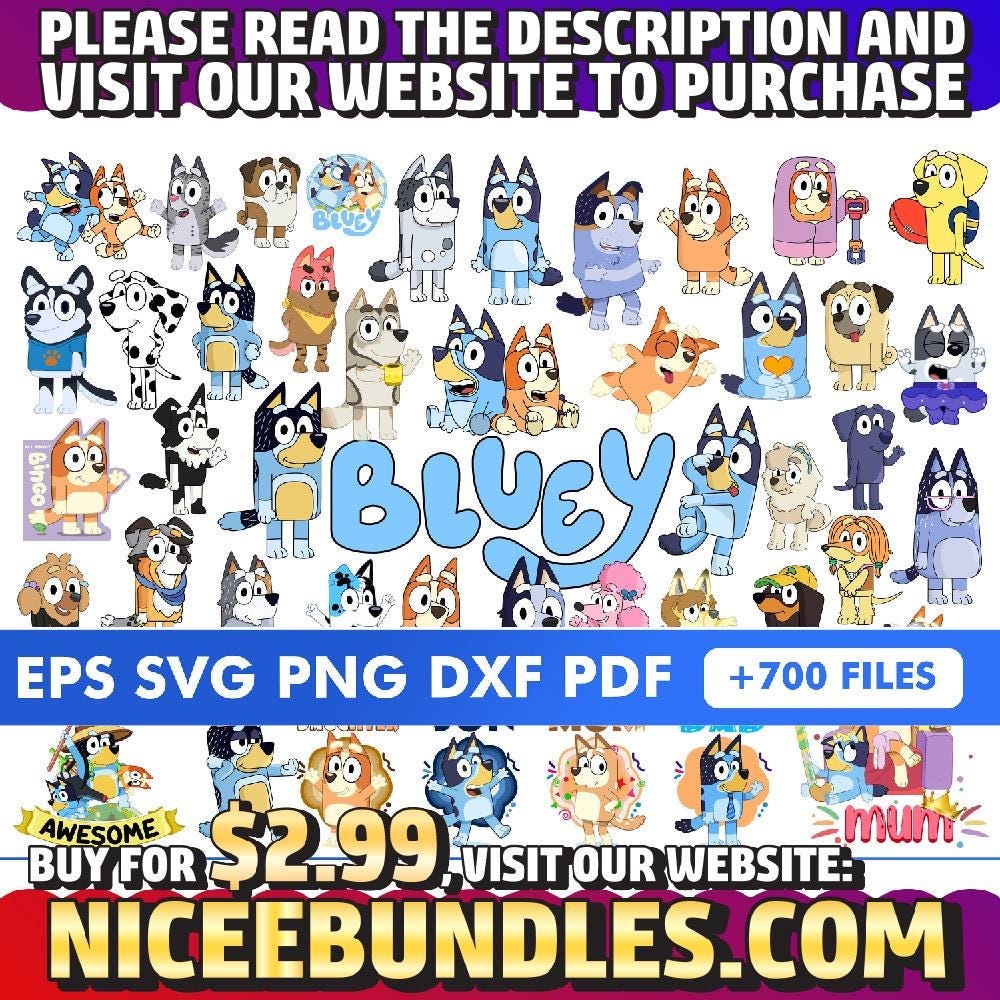 700+ Bluey Svg Bundle, Bluey Birthday Bundle Bluey Family Png Files, Png For Shirts, Birthday Png, Clipart png, Digital Download
