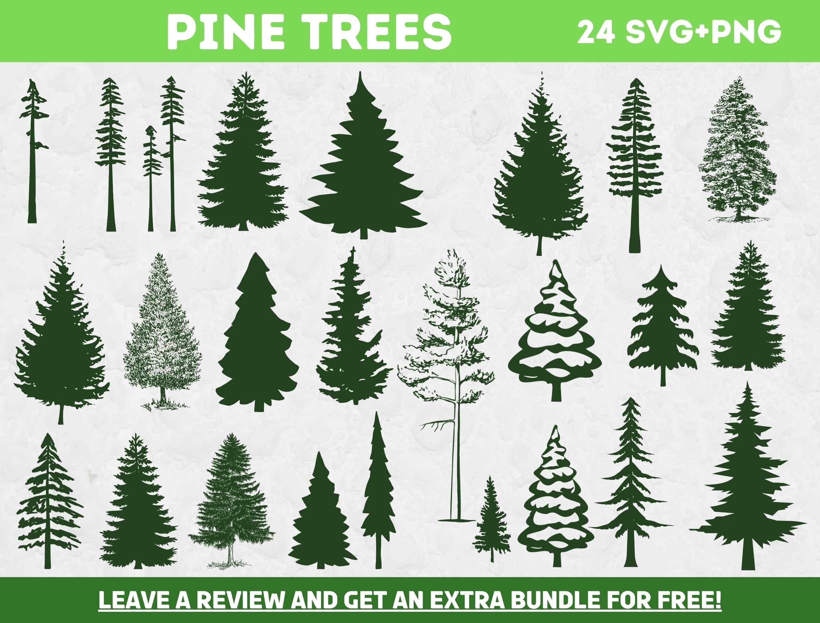 Pine Tree Svg Bundle, Pine Tree Cut Files, SVG Files for Cricut, Tree Silhouettes, Forest Svg, Christmas Tree Clipart, Tree Clipart, Xmas