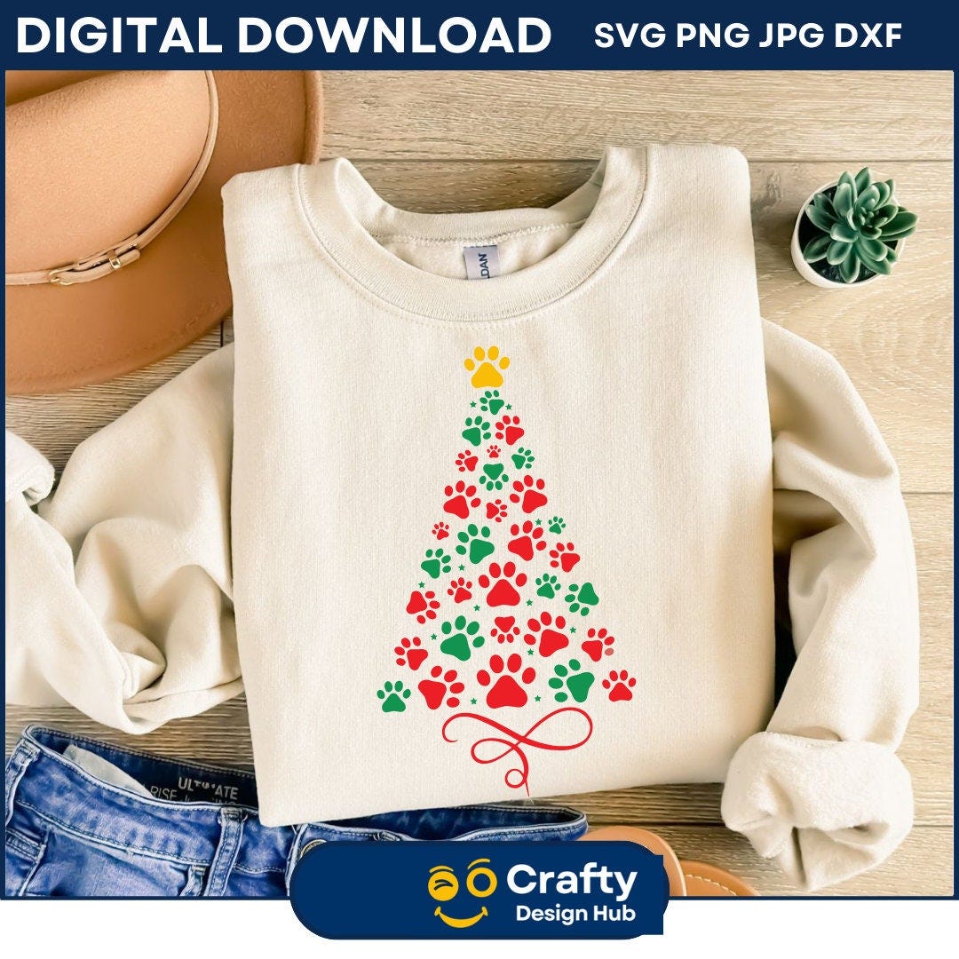 Paw Tree SVG, Paw Christmas Tree svg, Christmas Tree svg, Paw Print Christmas Tree svg, Christmas Png, Pet Christmas Svg, Cricut, Silhouette