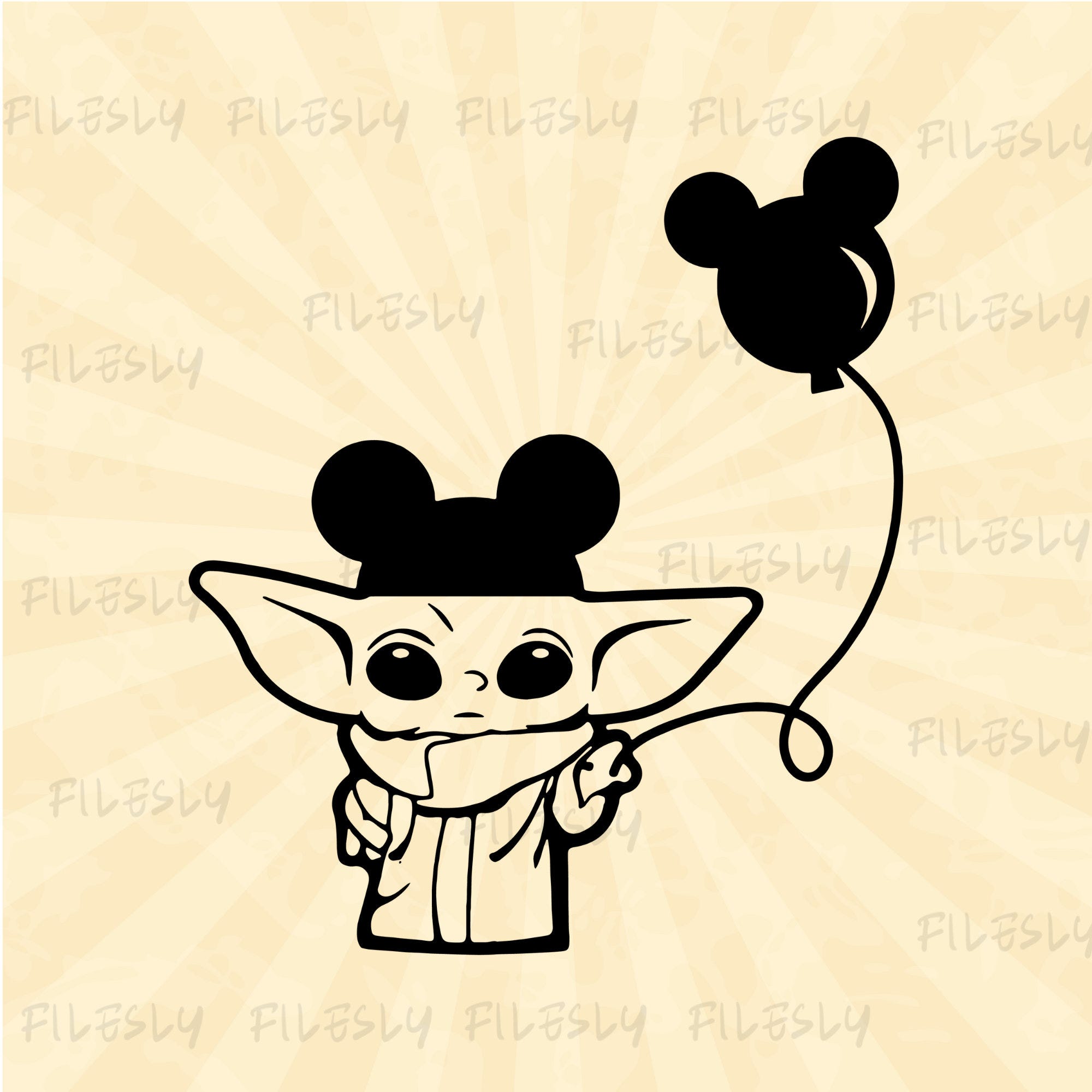 Baby Yoda Mickey  head Balloon Svg, Baby Yoda Svg, Mouse ears svg, Mouse Svg, Vinyl Cut File, Svg, Pdf, Jpg, Png, Ai Printable Design File