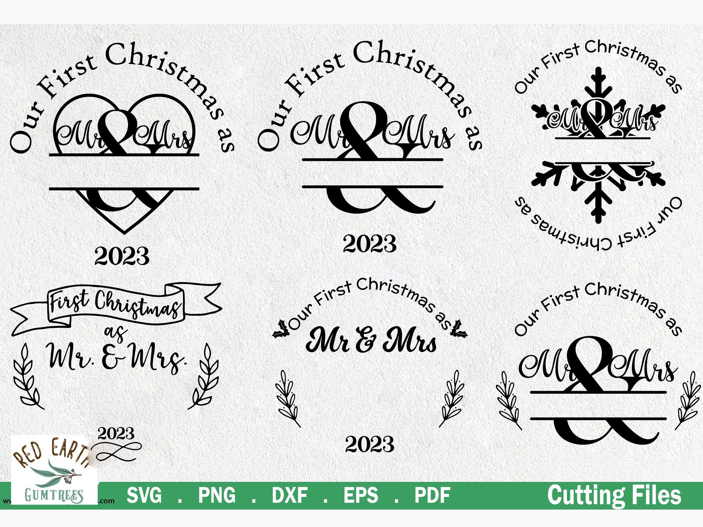 Our 1st Mr and Mrs Christmas bauble decal bundle,Our first mr and mrs Christmas newlyweds ornament decal SVG,PNG,DXF,Eps,Pdf,cricut,cameo