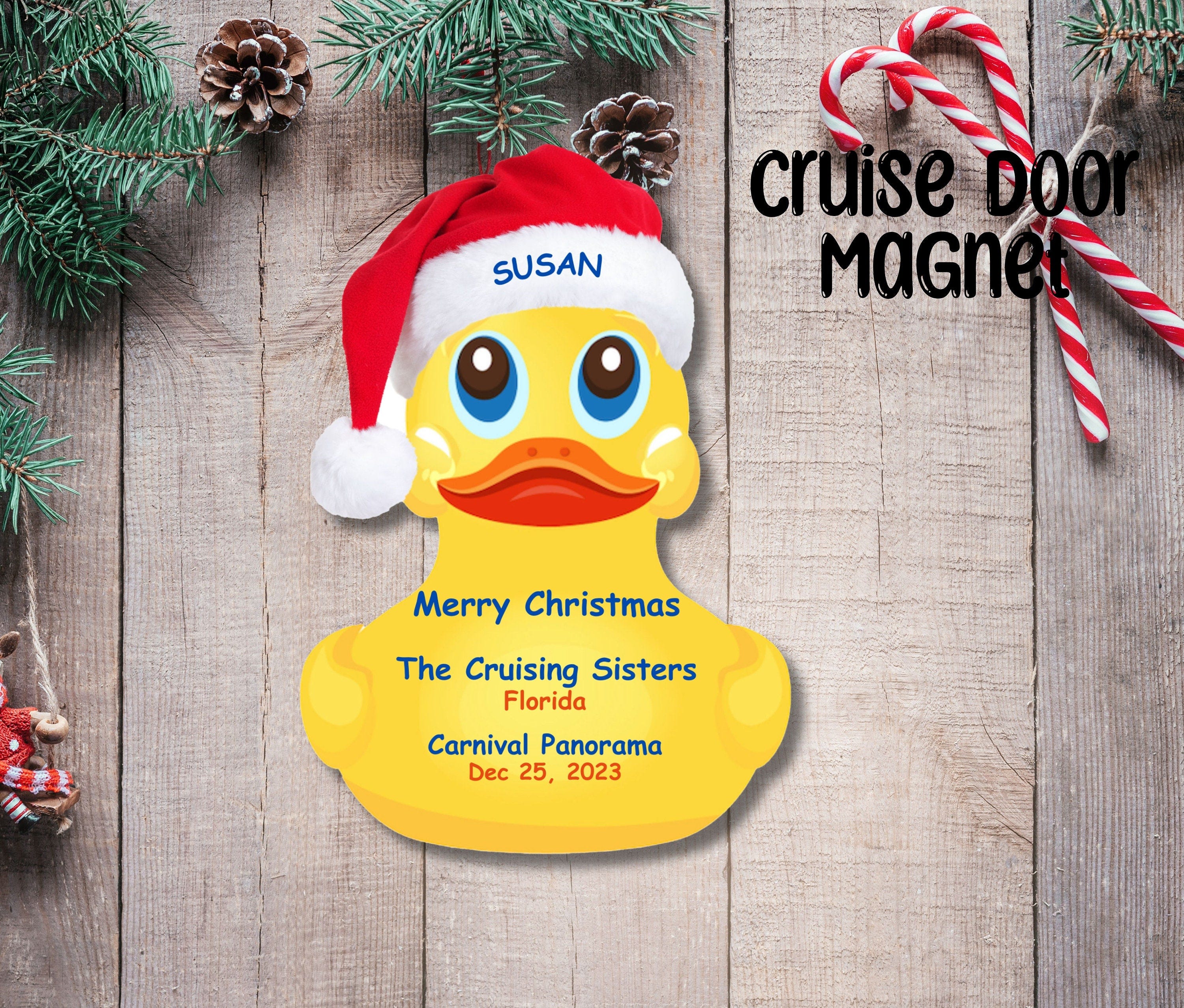 Christmas Cruising Ducks Custom Cruise Door Magnets, Personalized Door Magnet, Family Duck Magnet, Carnival Cruise Duck Tag