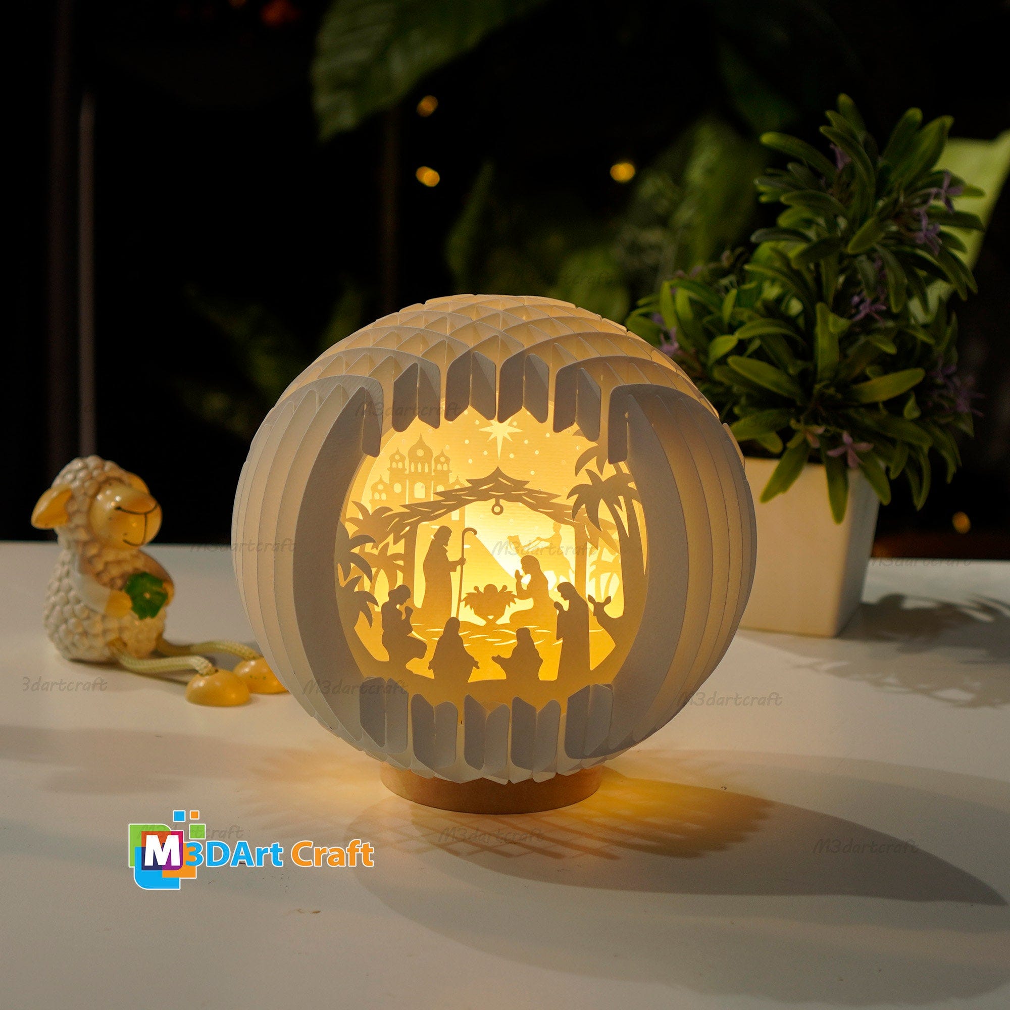 Nativity Scene Sphere Pop Up SVG, Silhouette Studio Templates, Christmas Snowball Pop Up Lightbox 3D Papercut ( Sphere Pop Up 6.29 inches)