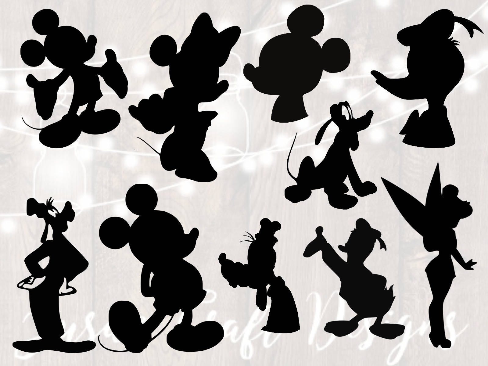 Mickey mouse silhouette svg bundle, mickey mouse silhouette, mickey and friends svg, png, minnie mouse svg