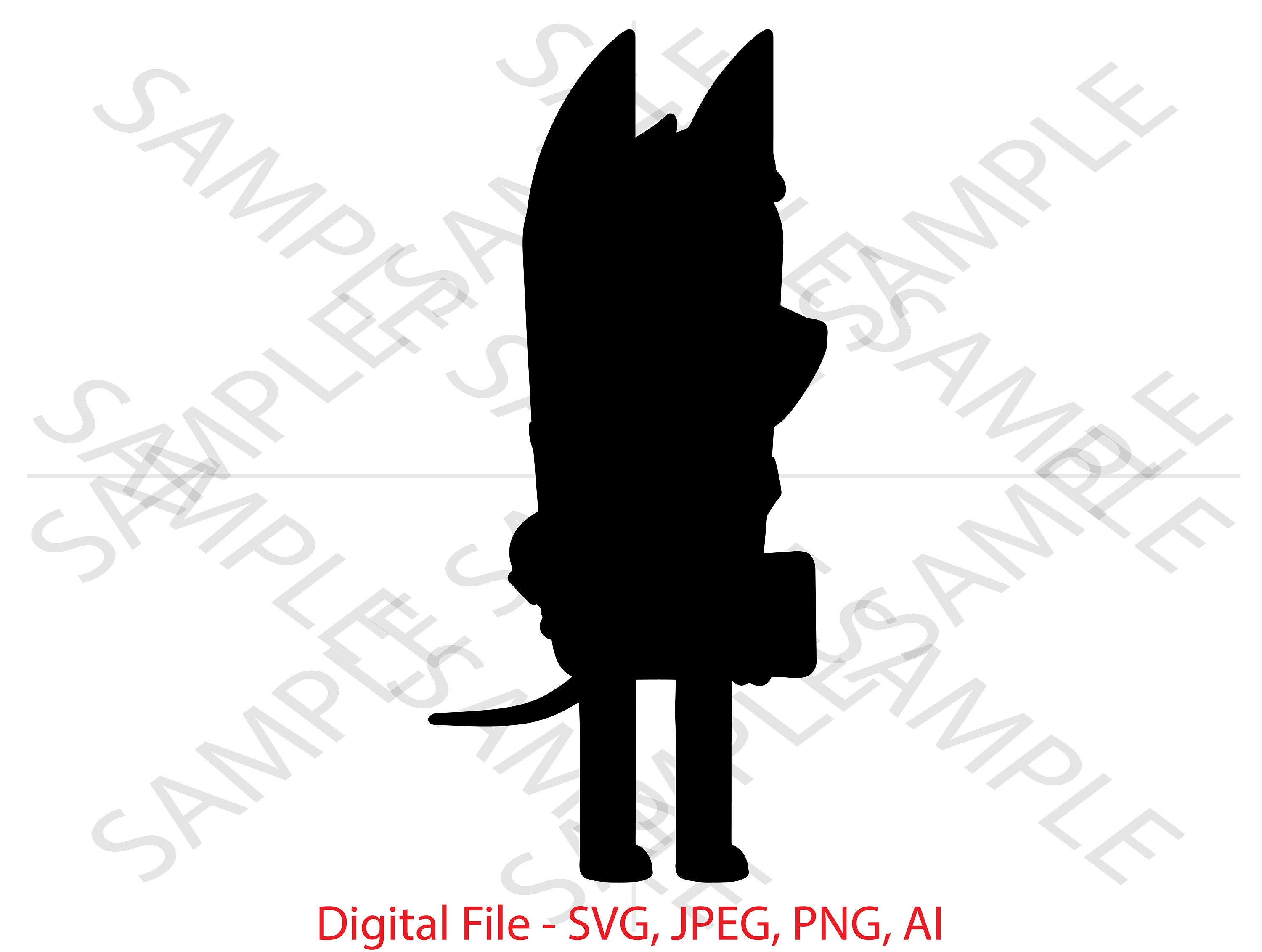 Bucky Silhouette, Bucky Bluey Realtor, Bluey, Bluey SVG, Bucky Bluey Show, Cartoon, Cricut, Custom, Custom Bluey show, Bucky Realtor