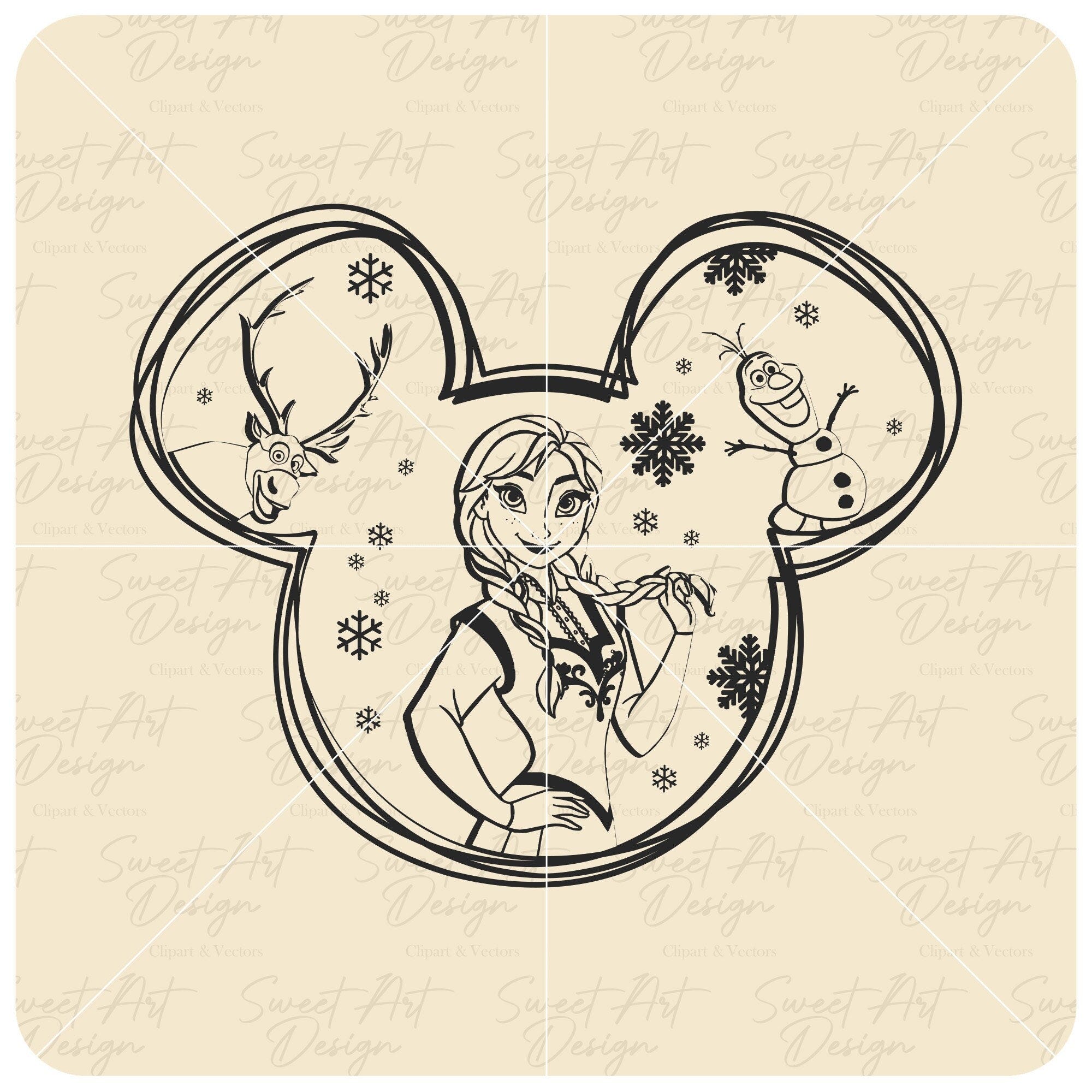 Princess Anna In Mouse Ears SVG, Mouse Head SVG, Frozen Elsa Anna Sven Olaf, Disneyy Princess SVG, Vinyl Cut File, Svg, Pdf, Png Design File