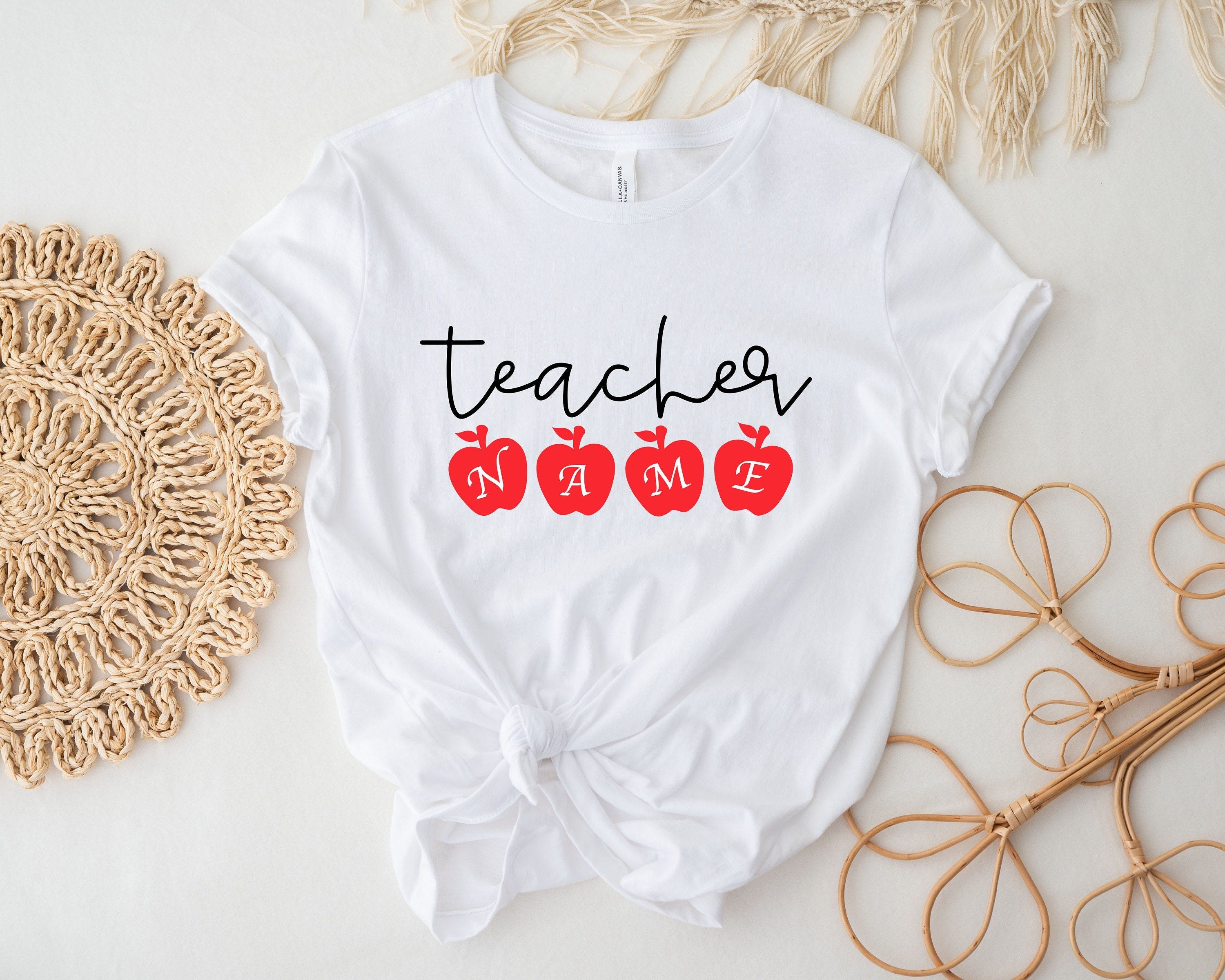 Custom Teacher Shirt, Customized Name Teacher Shirt, Teacher Shirt, Gift For Teacher, Personalized Teacher Shirt, Kindergarten Shirt, Apple