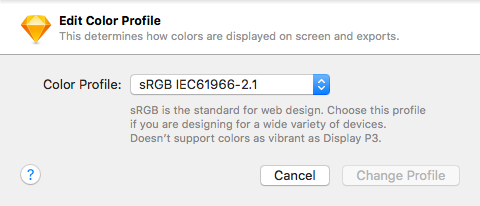 Sketch document colour profile
