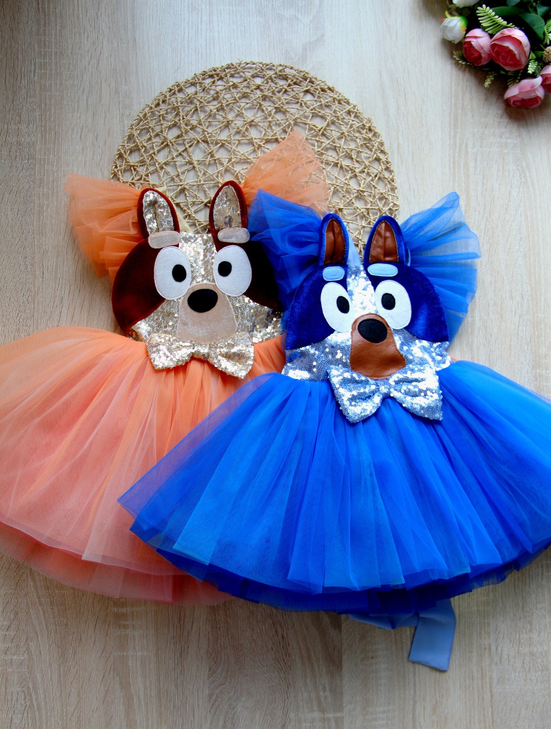 Bingo Blue-y Dog Inspired Toddler Birthday party dress,  Kids Blue-y Bingo  family charater heeler Dog costume , halloween dress kids