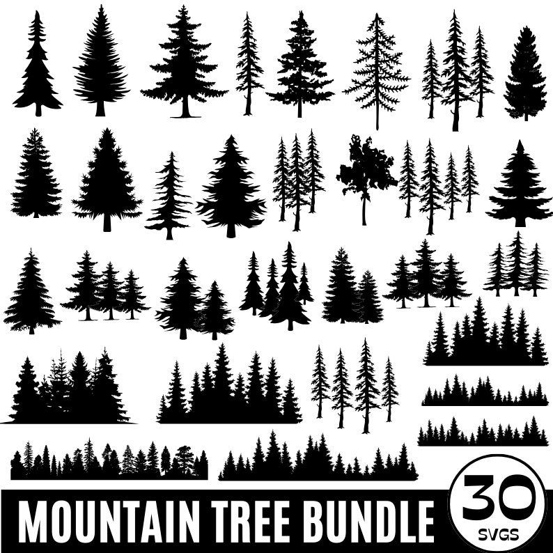 Mountain Tree SVG Bundle, Forest Tree SVG, Forest svg, Palm Tree svg, , Tree Line svg, Landscape svg, Tree Silhouette svg, Instant download