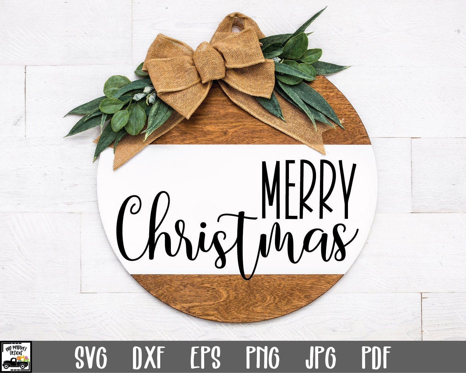 Merry Christmas SVG File - Round Christmas Sign - Christmas SVG File - Clip Art -Cutting Files - Christmas Ornament Cut File - Sublimation