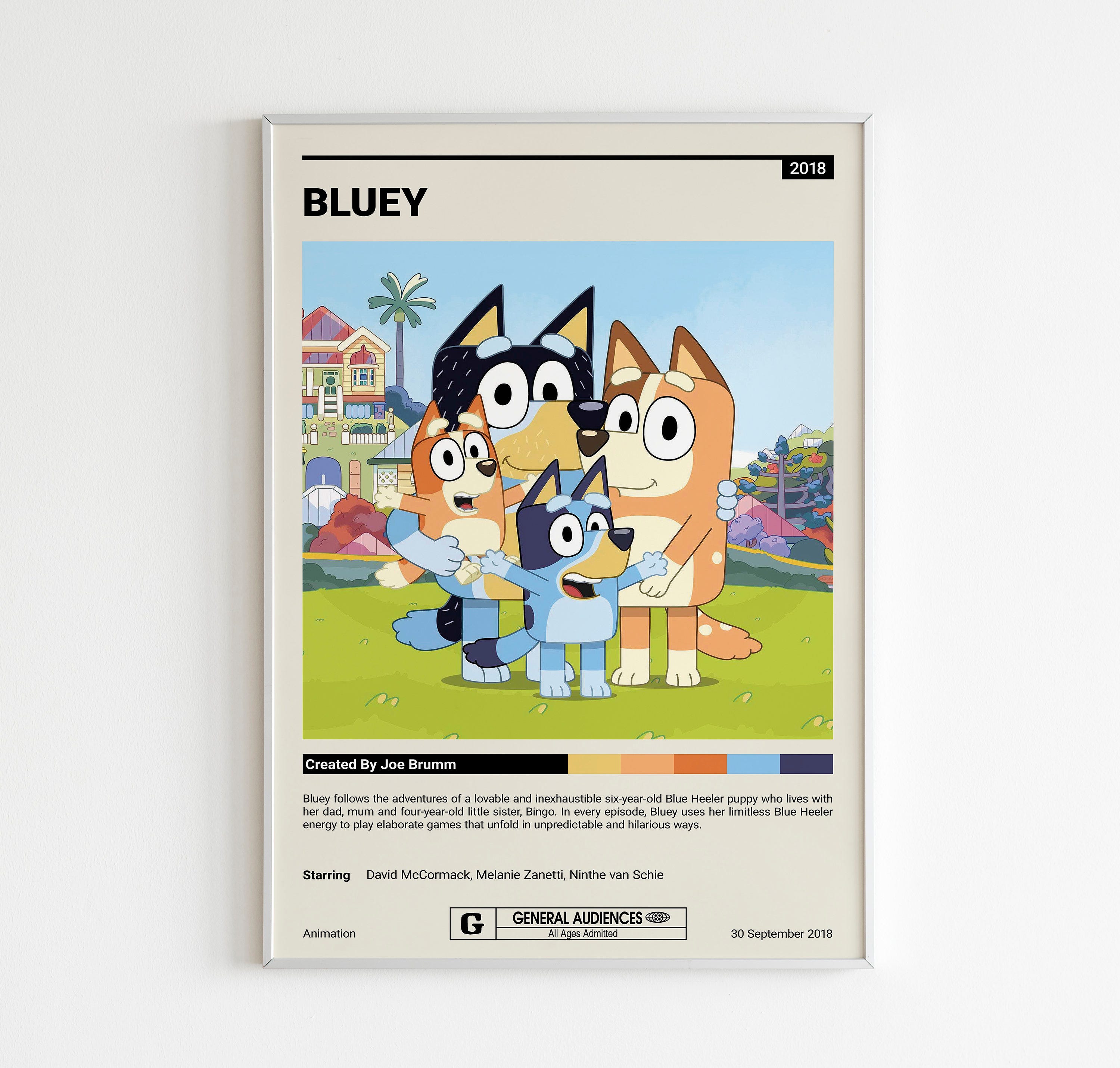 Bluey Poster, Vintage Retro Art Print, Bluey, Ringo Poster, Child room print, 2 Types, Wall Art Print, Colorful Poster, Heeler Family poster