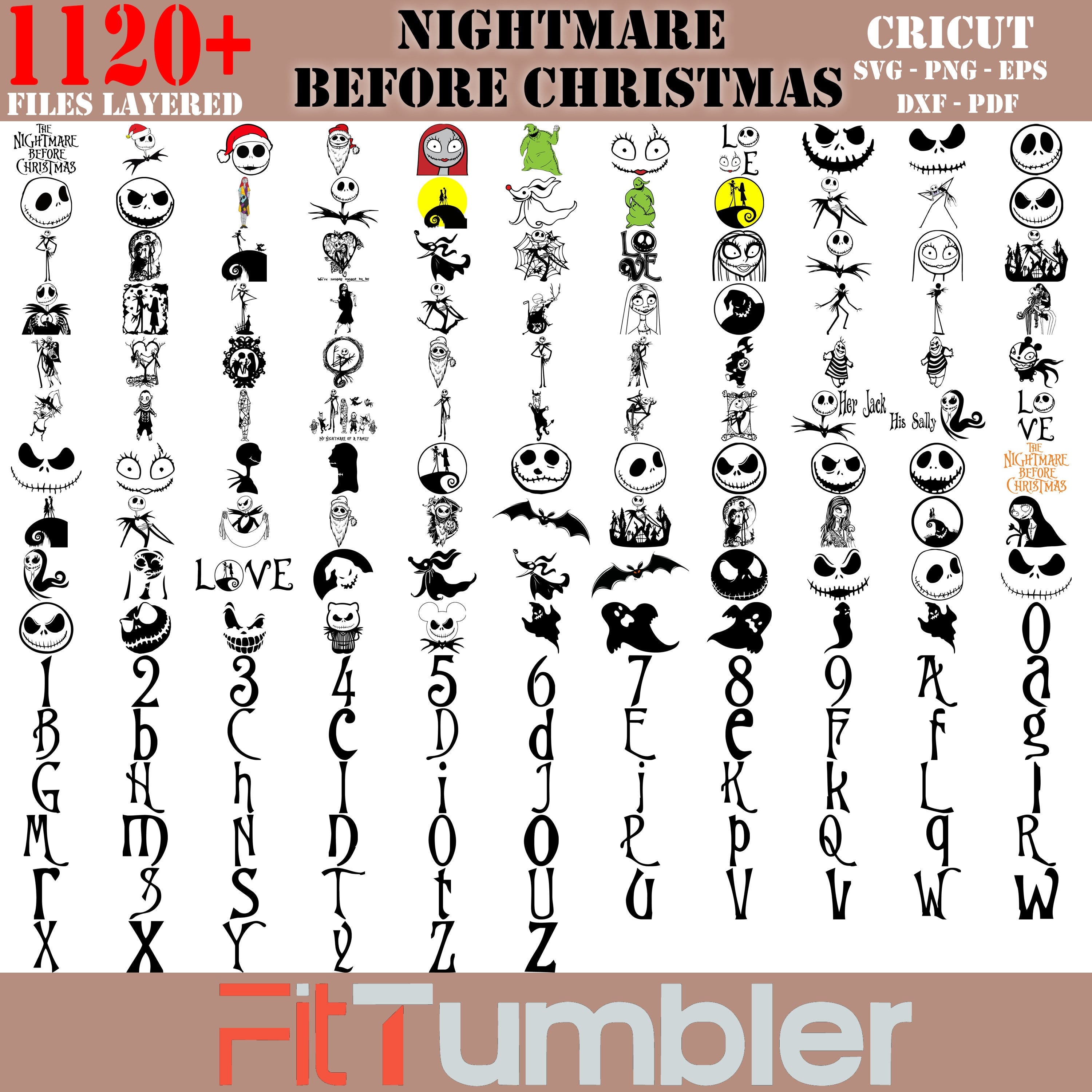 The Nightmare Before Christmas 1020 Files Svg Bundle - Layered Design Vector Files - SVG for cricut - PNG, DXF, Svg, Eps
