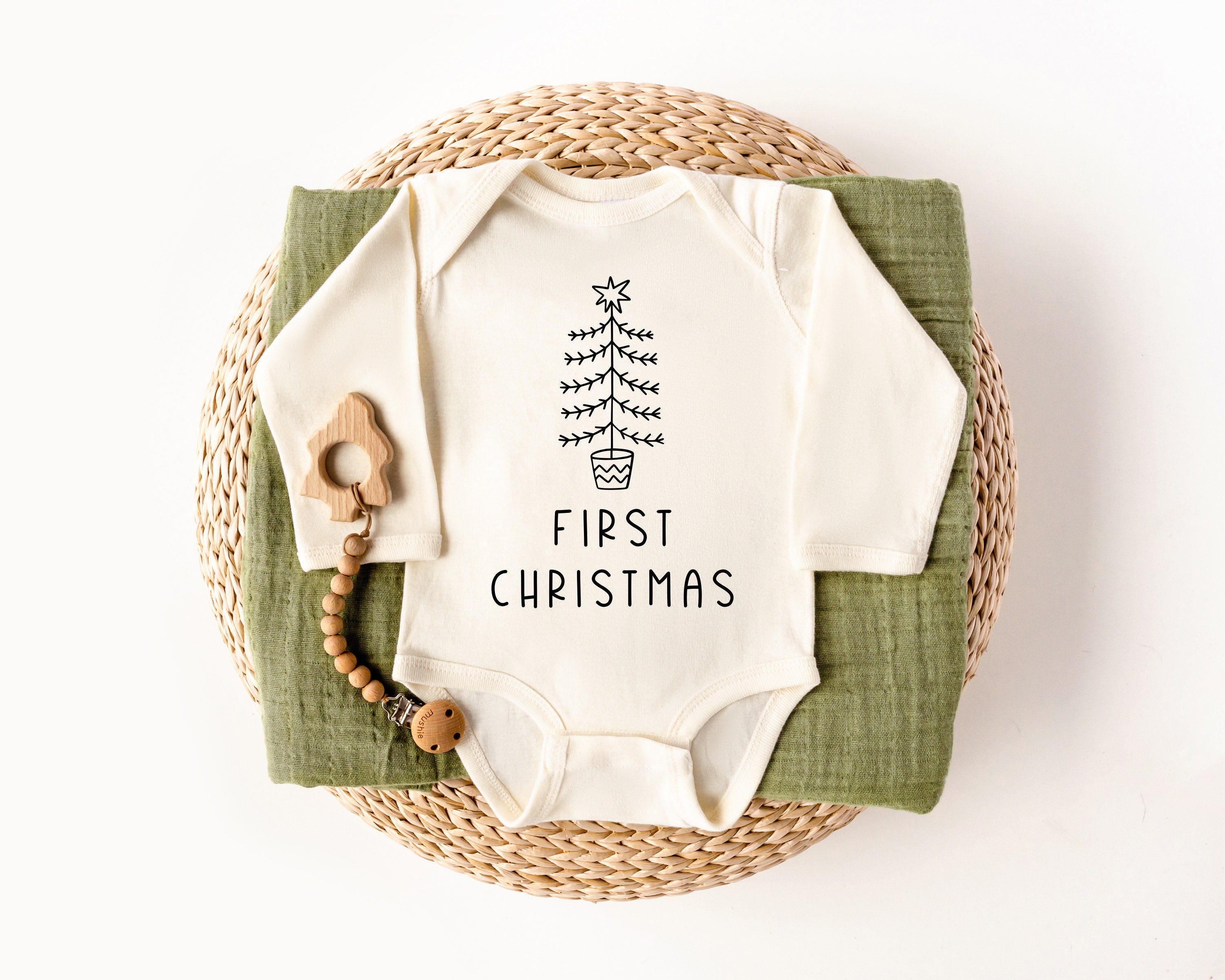 First Christmas SVG | Minimalist Christmas Onesie Cut File | Christmas Baby | Baby