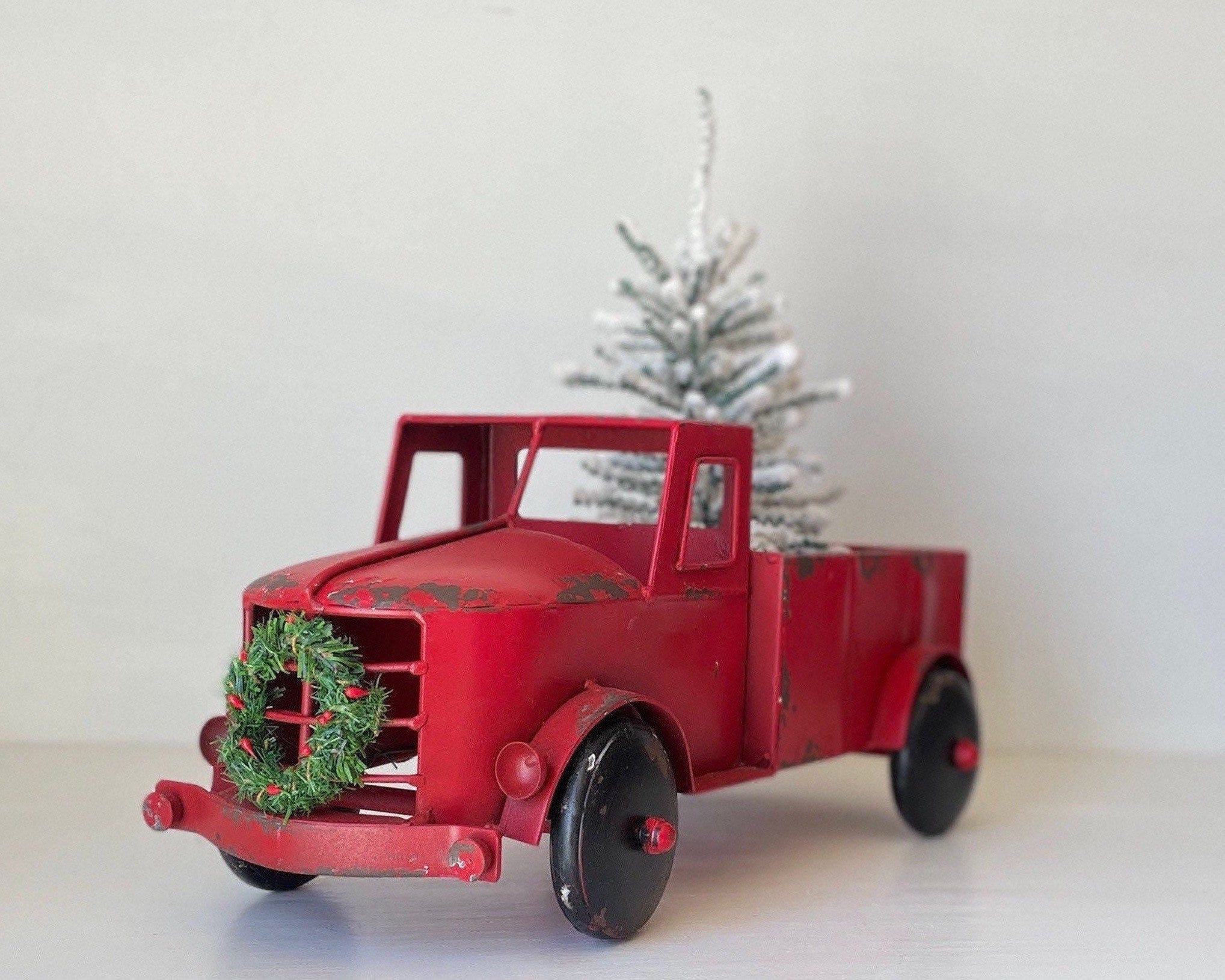 Red Metal Christmas Truck