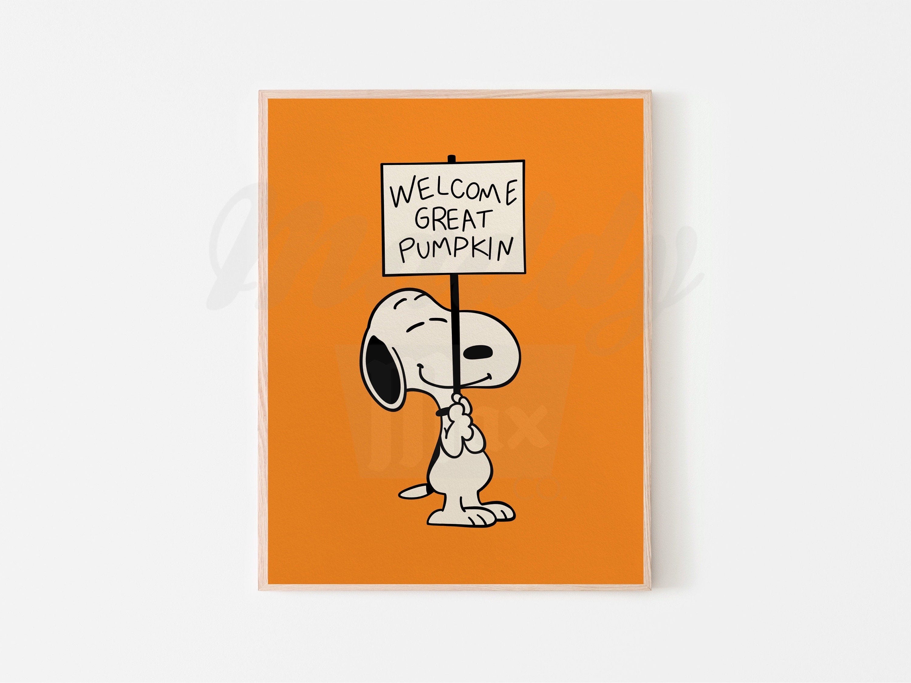 Welcome Great Pumpkin Snoopy Digital Print | JPG | Wall Art | Peanuts Gang | Charlie Brown | Woodstock | Halloween