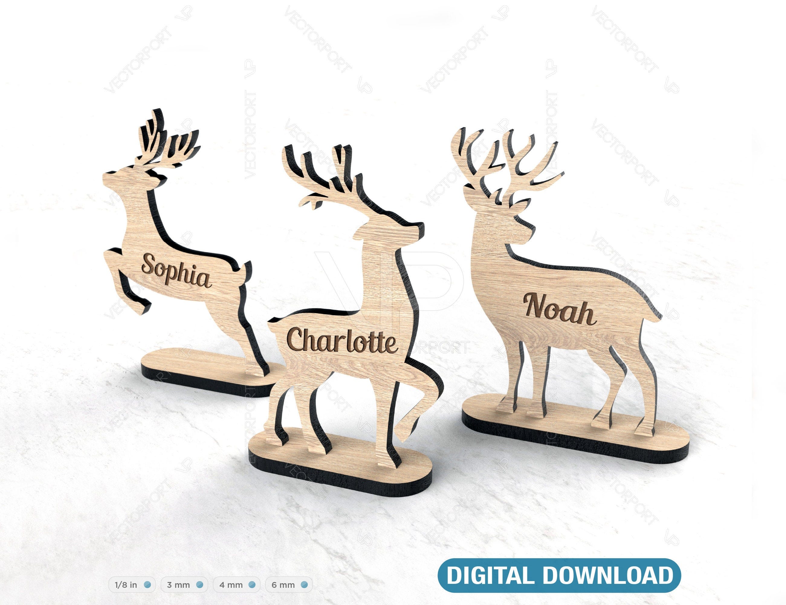Christmas Standing Reindeer Personalized with trees New Year Decorations Digital Download SVG |#045|