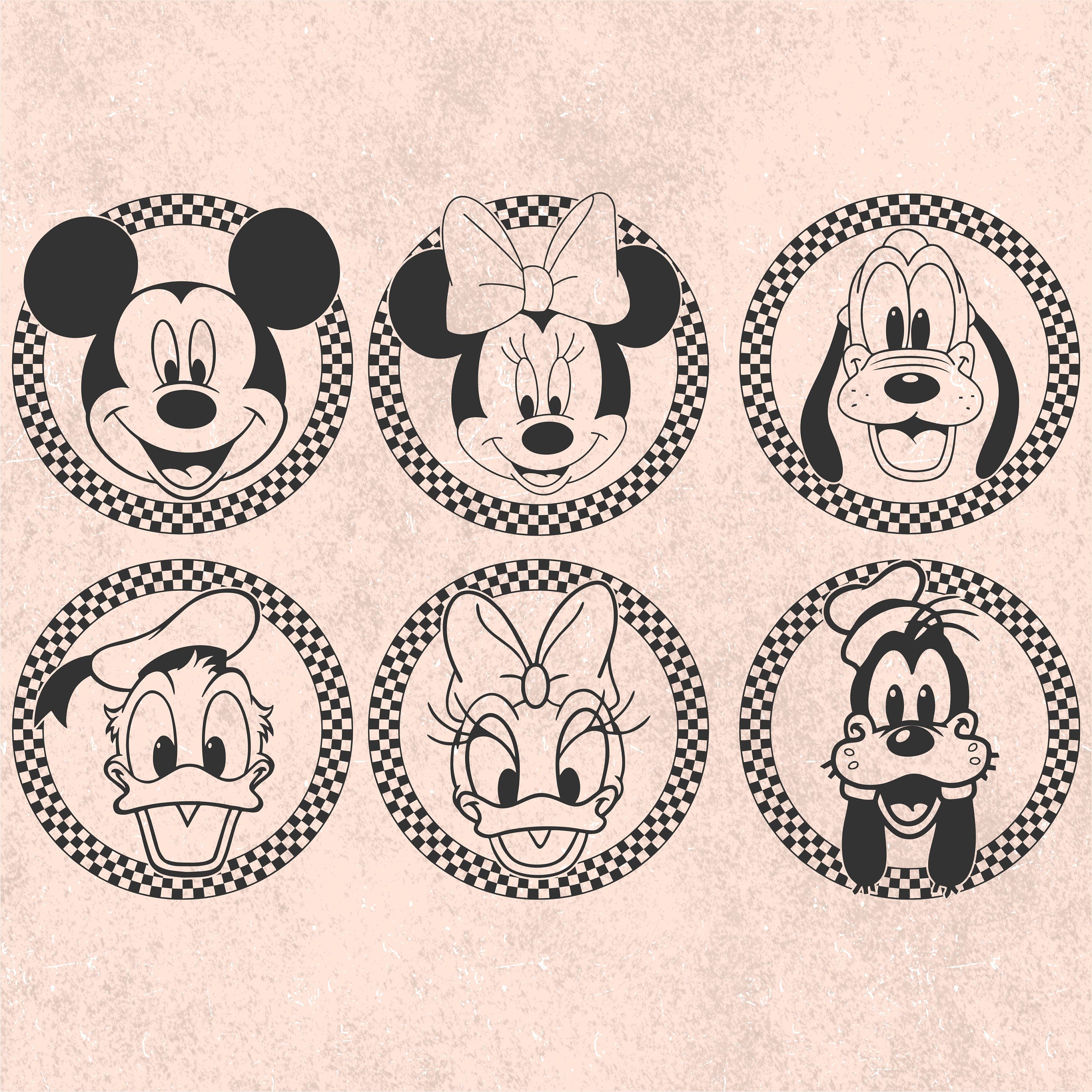 Bundle Checkered Mickeyy And Friends SVG - PNG - PDF