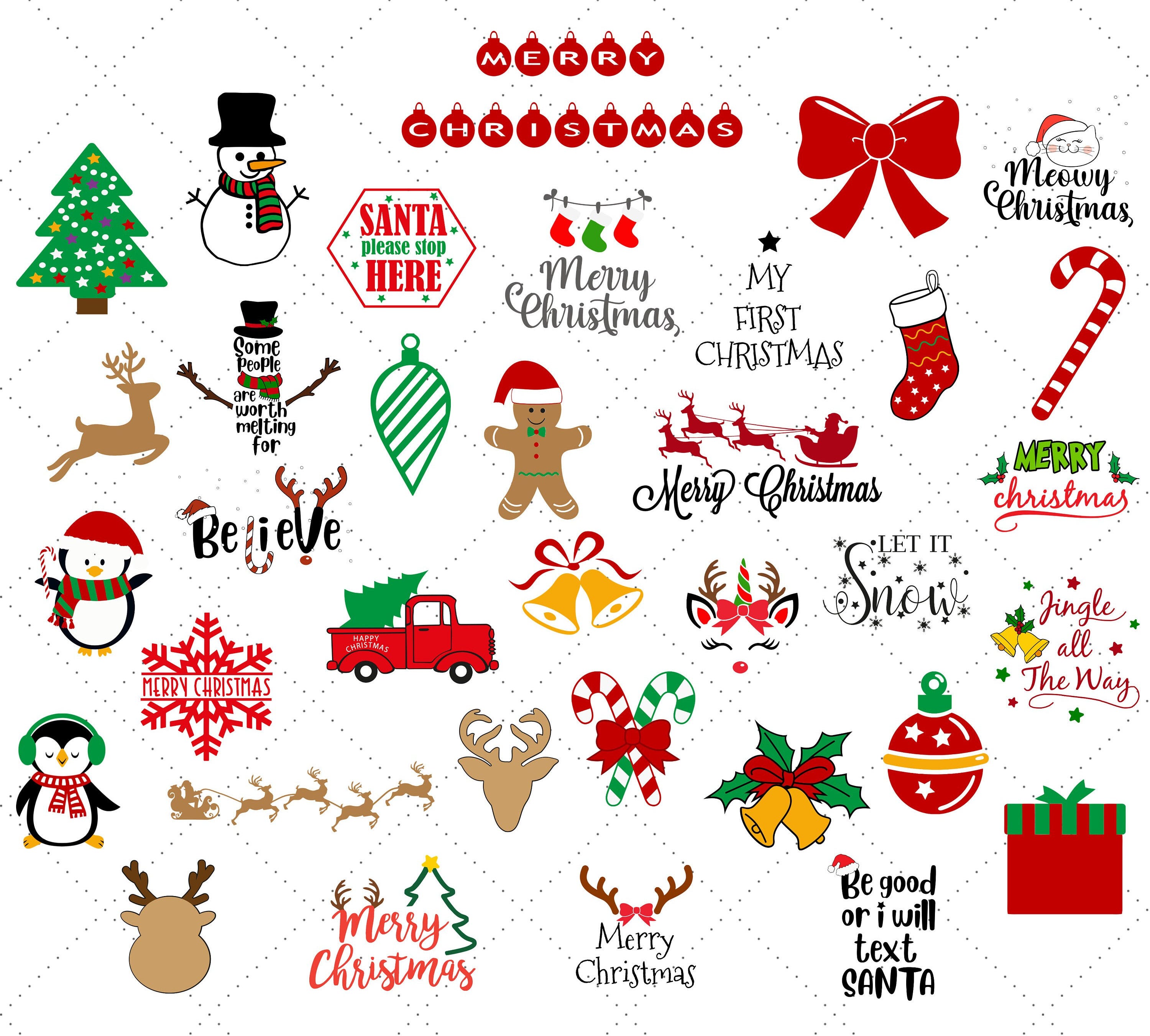 Christmas SVG Bundle, Merry Christmas Svg, Christmas clipart, Reindeer Svg, Funny Christmas Svg, Files For Cricut Instant Download