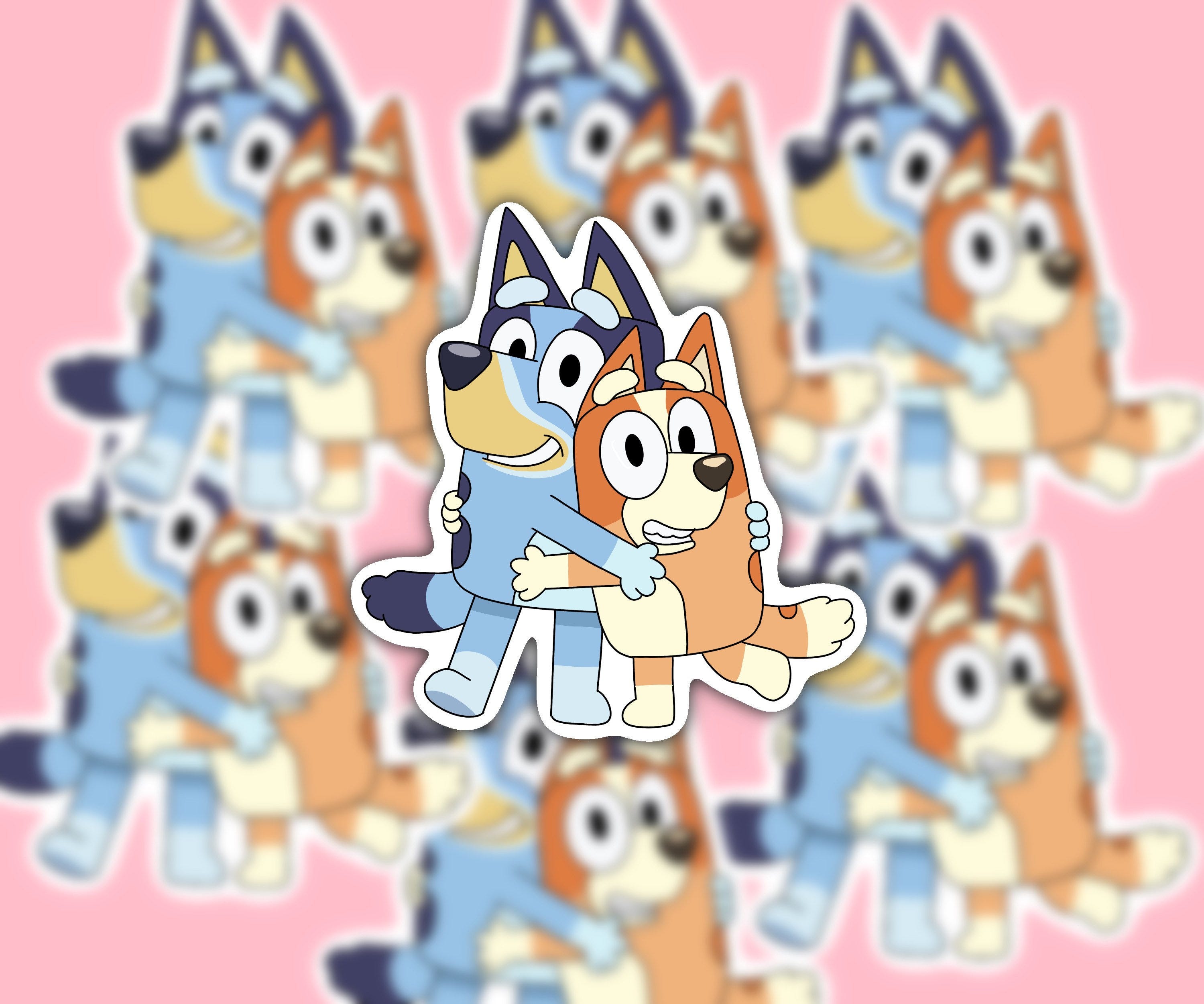 Bluey, cartoon, stickers, show stickers, cute, Heelers, dogs, sister love, waterproof stickers, blues inspired, hydroflask stickers,