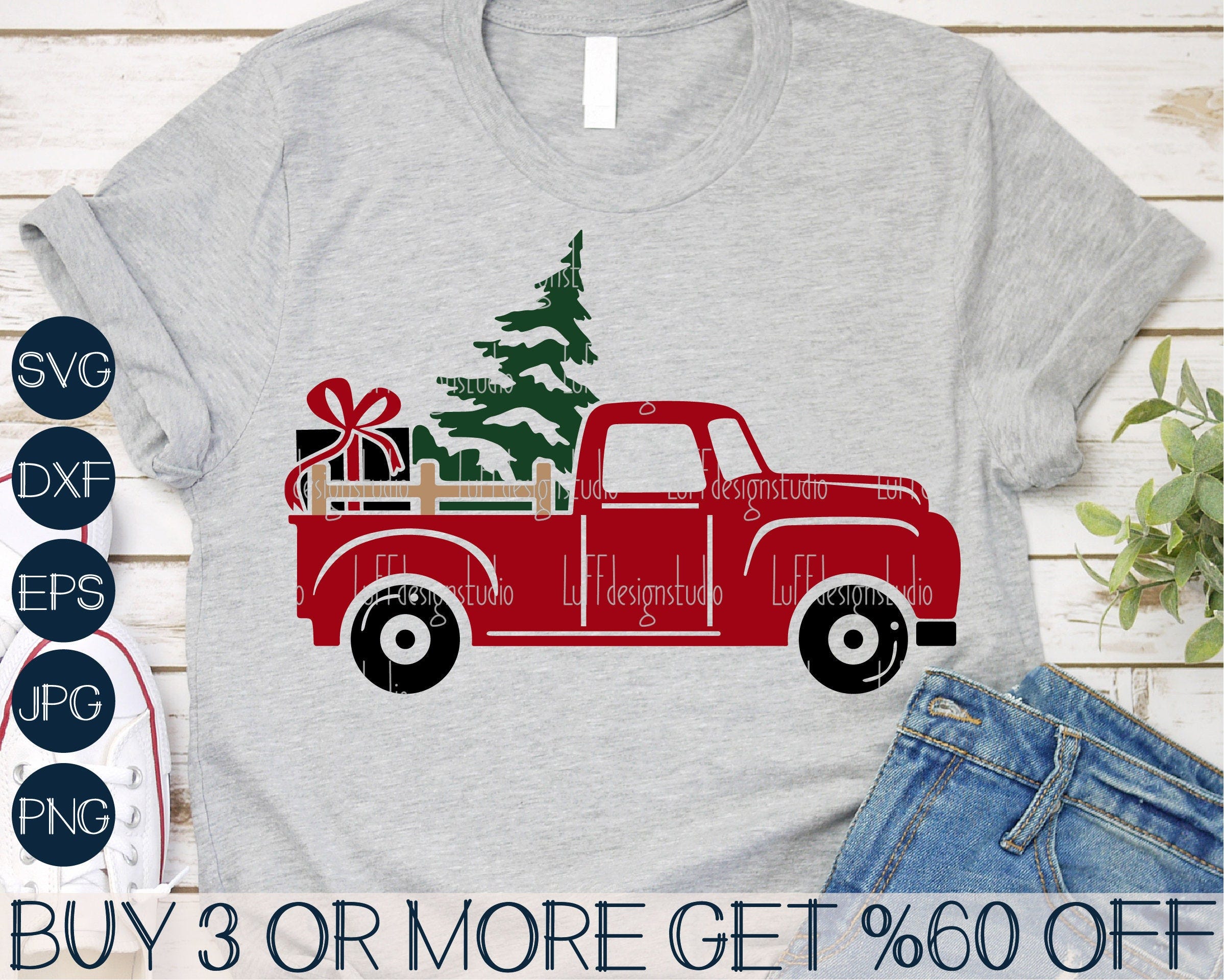 Christmas Truck SVG, Red Truck SVG, Christmas SVG, Vacation Svg, Tree, Dxf, Png, Files For Cricut, Silhouette, Sublimation Designs Downloads