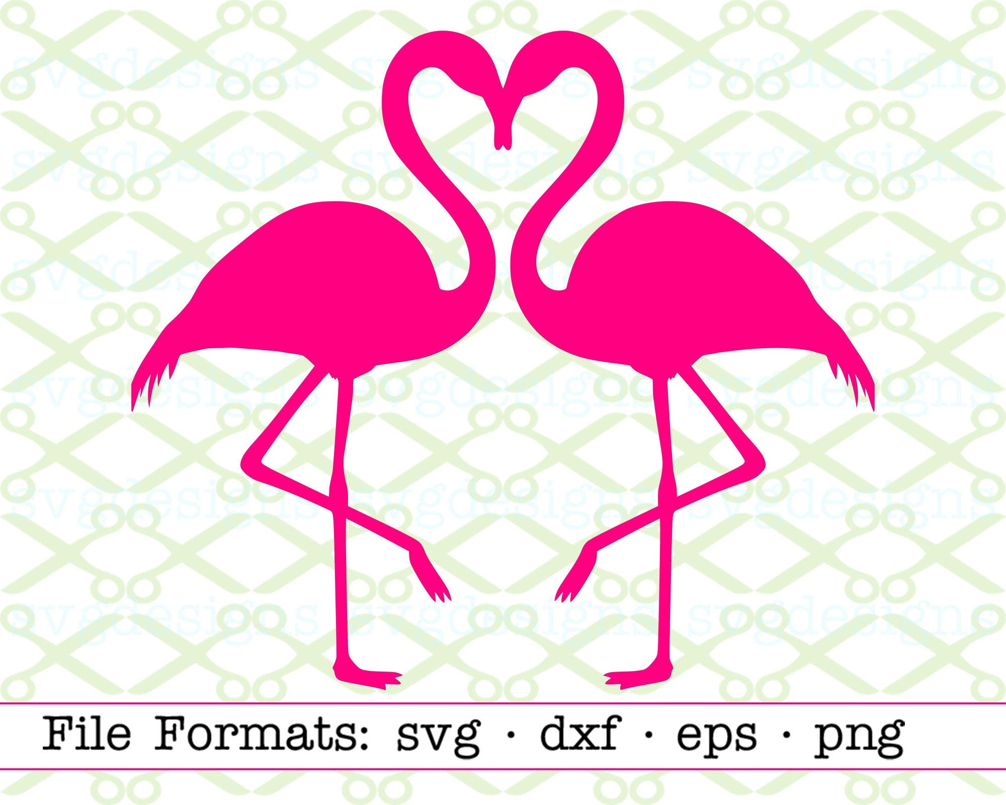 TWO FLAMINGOS Heart SVG, Dxf, Eps & Png.  Digital Cut Files for Cricut, Silhouette; Love Svg, Valentine Heart Silhouette, Flamingo Svg