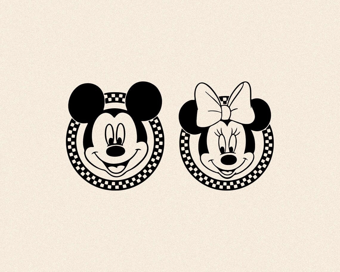 Checkered Mouse Svg, Mickey Minnie Mouse Svg, Magical Mouse Svg, Retro, Ears Head, Svg Png Dxf Formats, Cut, Cricut, Silhouette