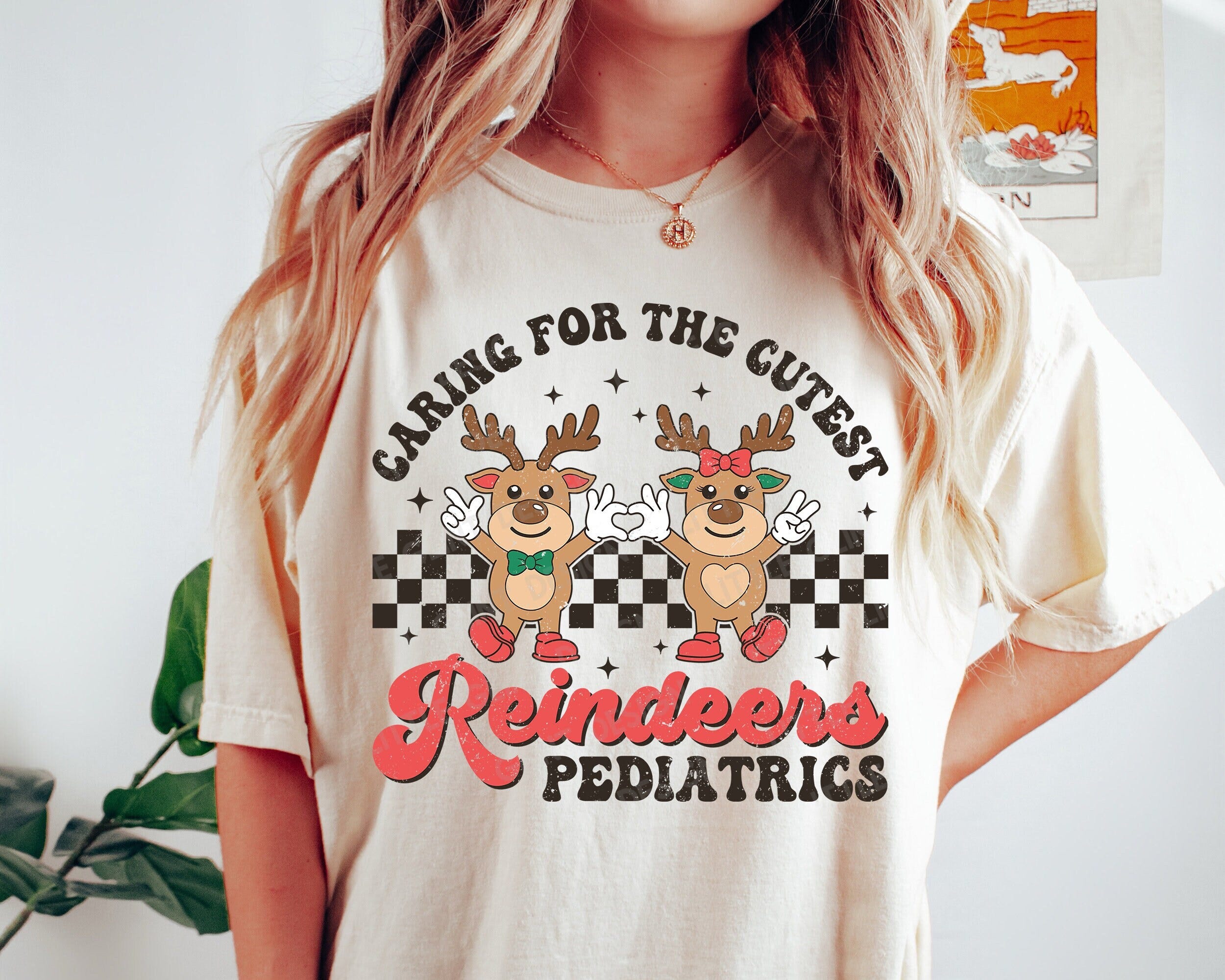 Caring for the Cutest Reindeers Pediatrics SVG, Christmas Svg, Retro Reindeer Png, Pediatric Nurse Christmas Shirt, Svg Files for Cricut