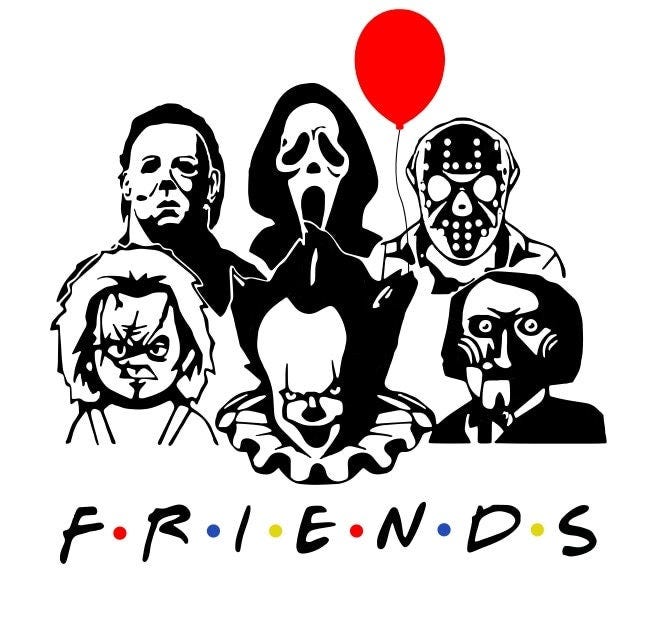 scary horror movie themed friends png and svg instant download