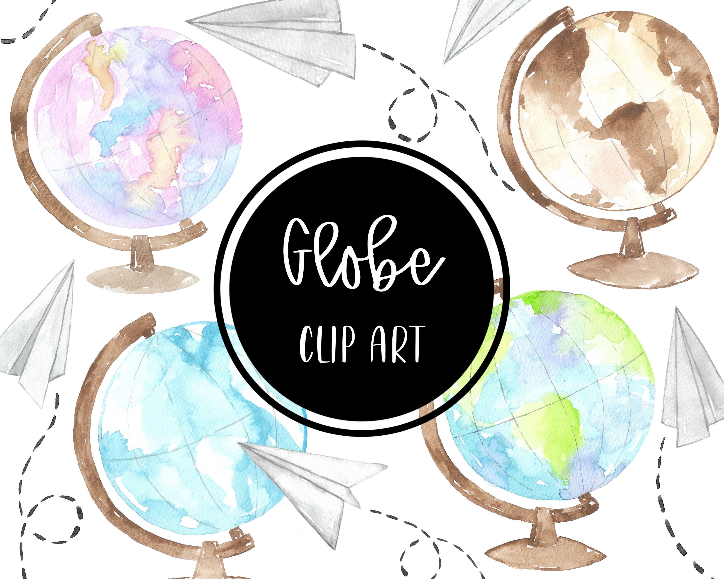 Globe Clip art Watercolor Handpainted Earth Digital Traveling Clipart Travel Map Teacher School Download Free Commercial Use PNG