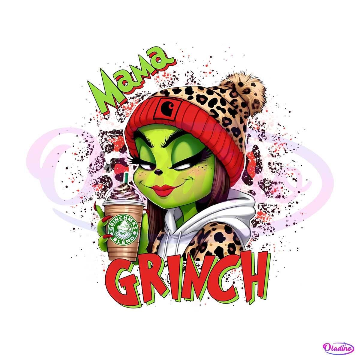 Free Leopard Red Christmas Mama Grinch PNG
