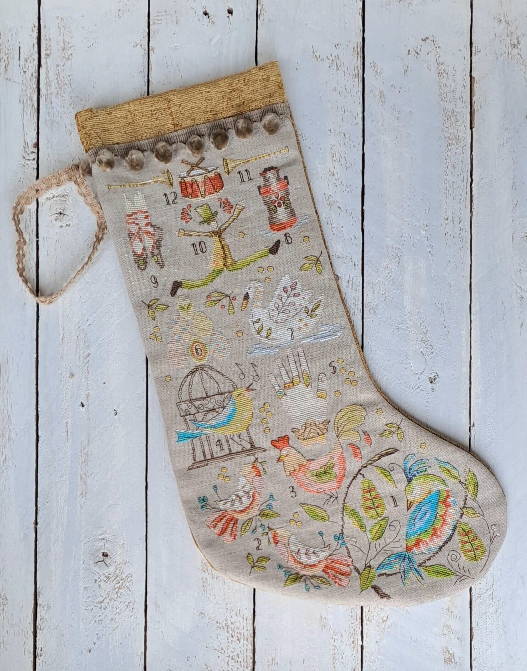 12 DAYS of CHRISTMAS Stocking.  PDF Cross stitch chart / pattern - Instant download.
