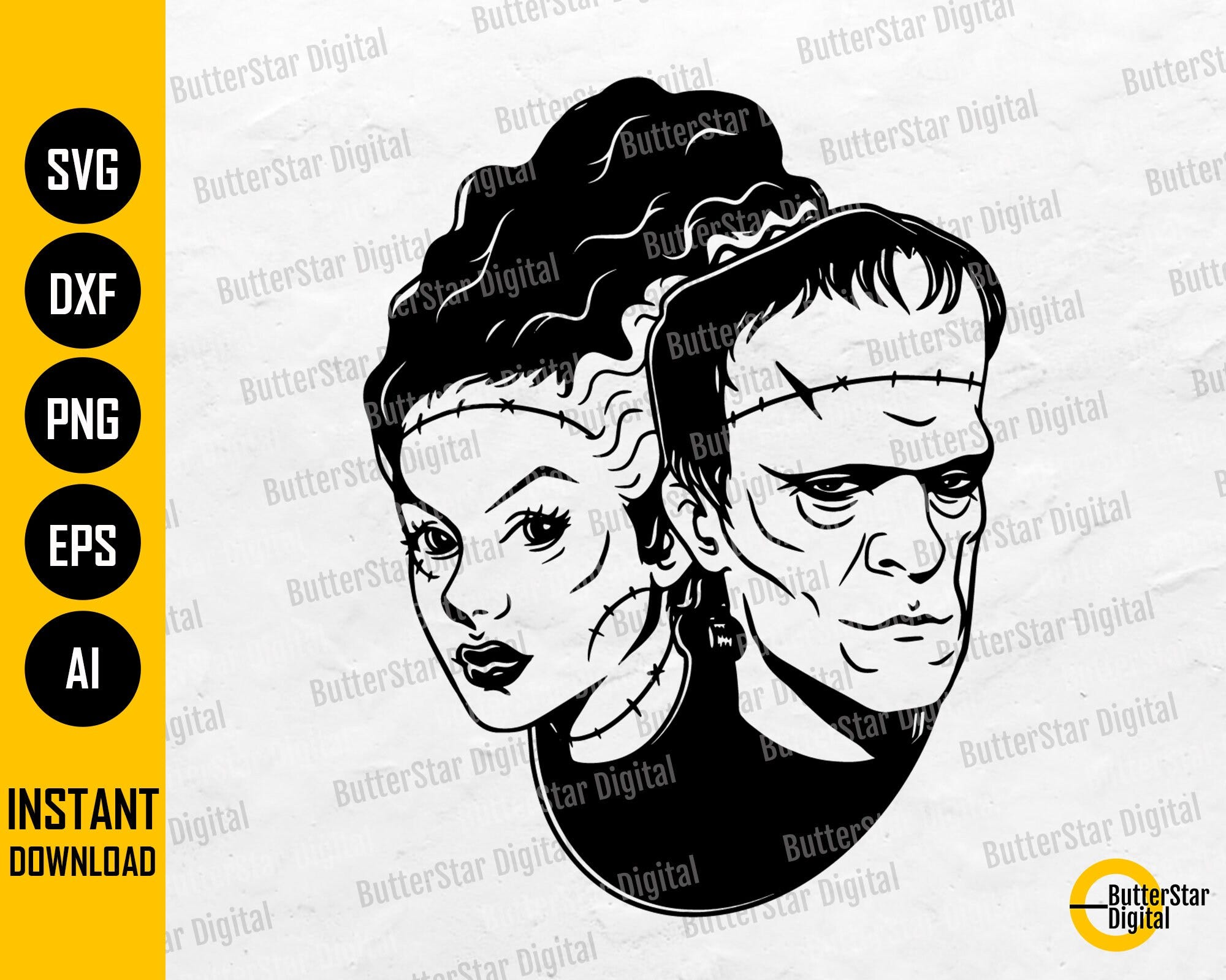 Horror Movie Characters SVG | Frankenstein SVG | Monster T-Shirt Decal Graphics | Cricut Cutting Files Clipart Vector Digital Dxf Png Eps Ai