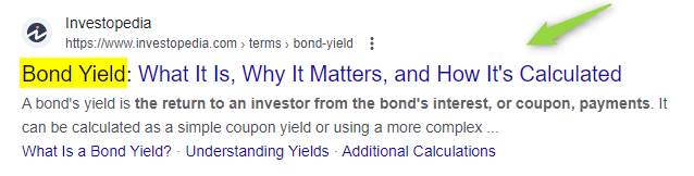 Educational context about yields on Investopedia