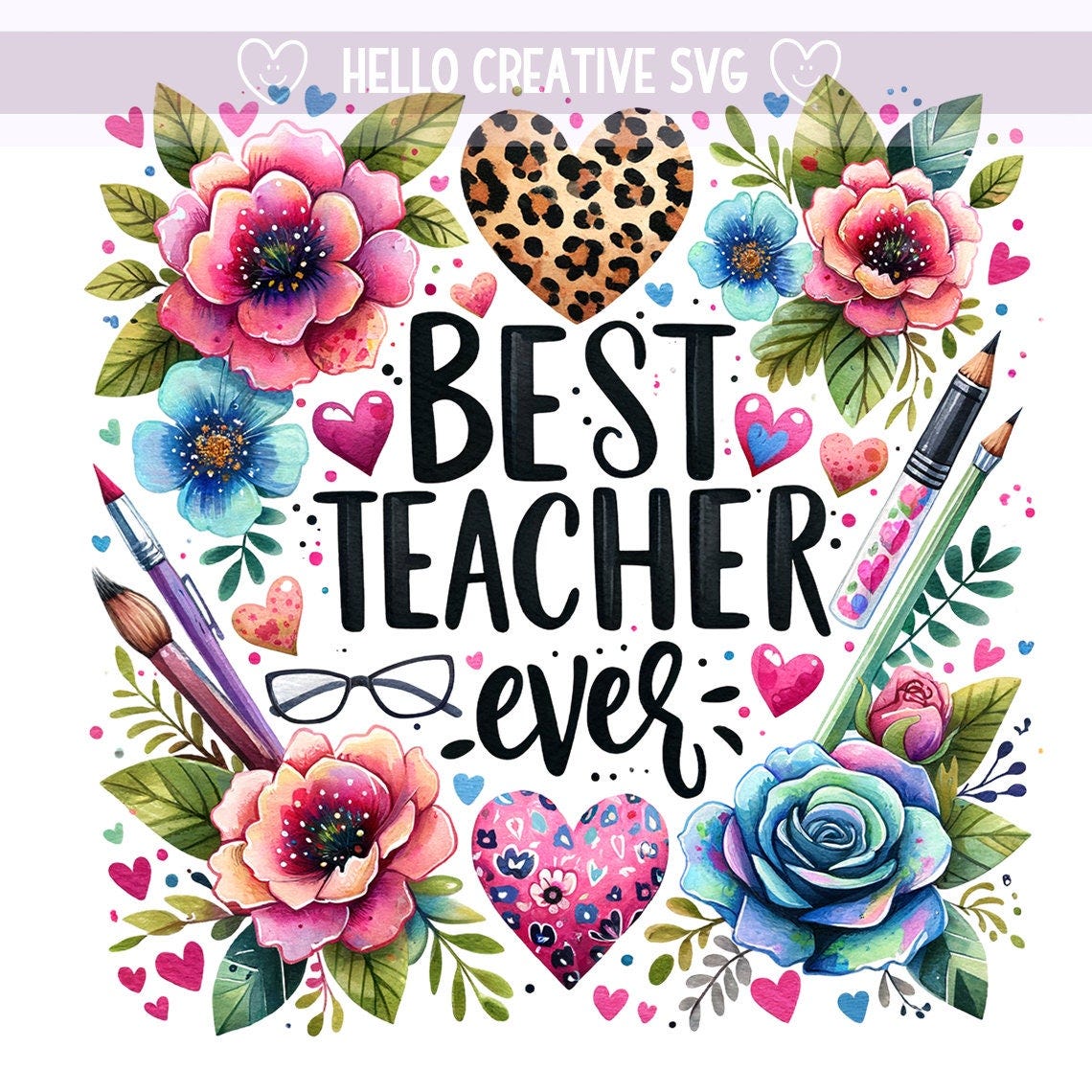 Best Teacher Ever PNG, Teacher Clipart, Teacher Png, Teacher Vibes PNG, Leopard Print Teacher, Sublimation Design, PNG Digital Download