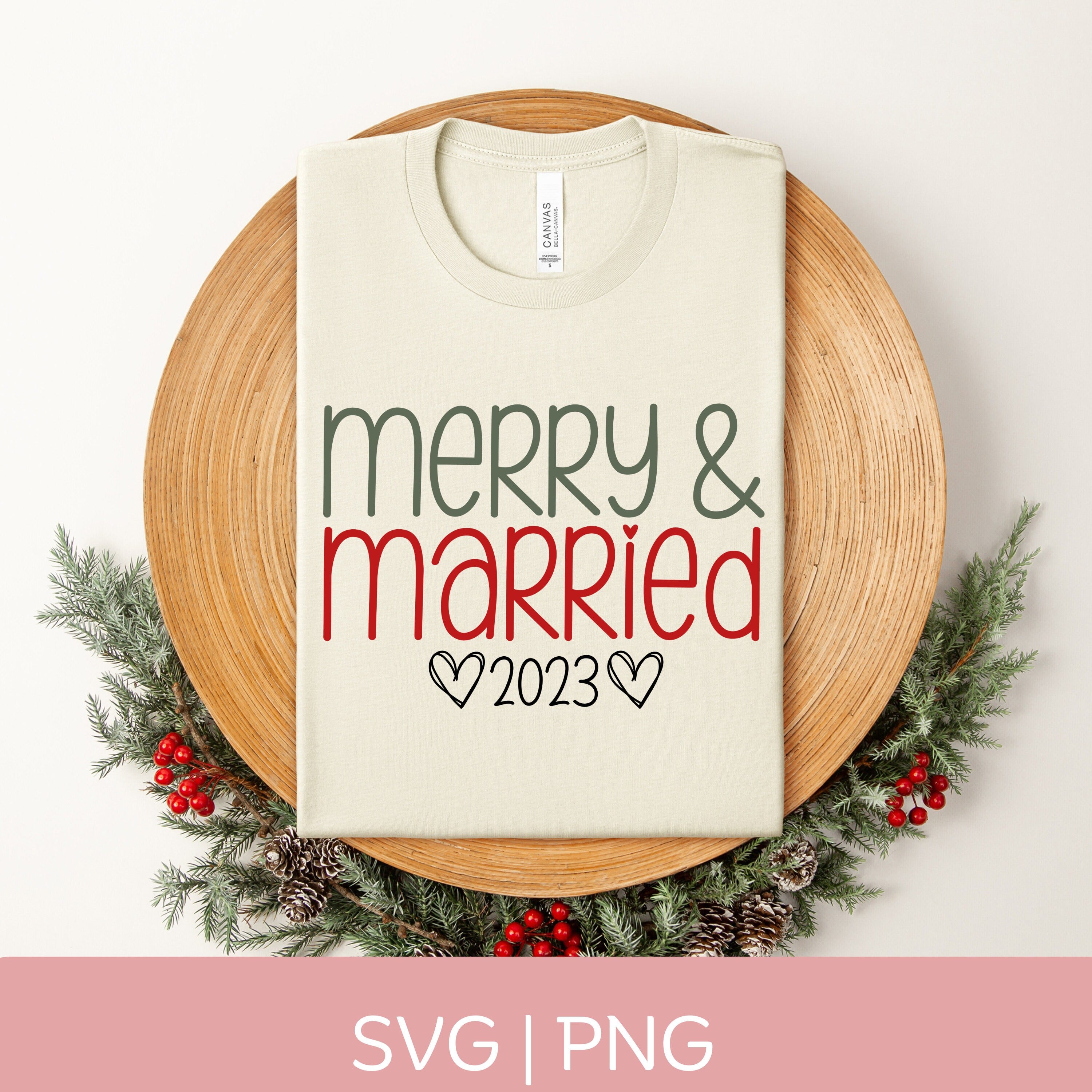 Merry and Married SVG PNG, First Christmas Married SVG, First Christmas as Mr and Mrs Svg, Newlywed Christmas Svg Png