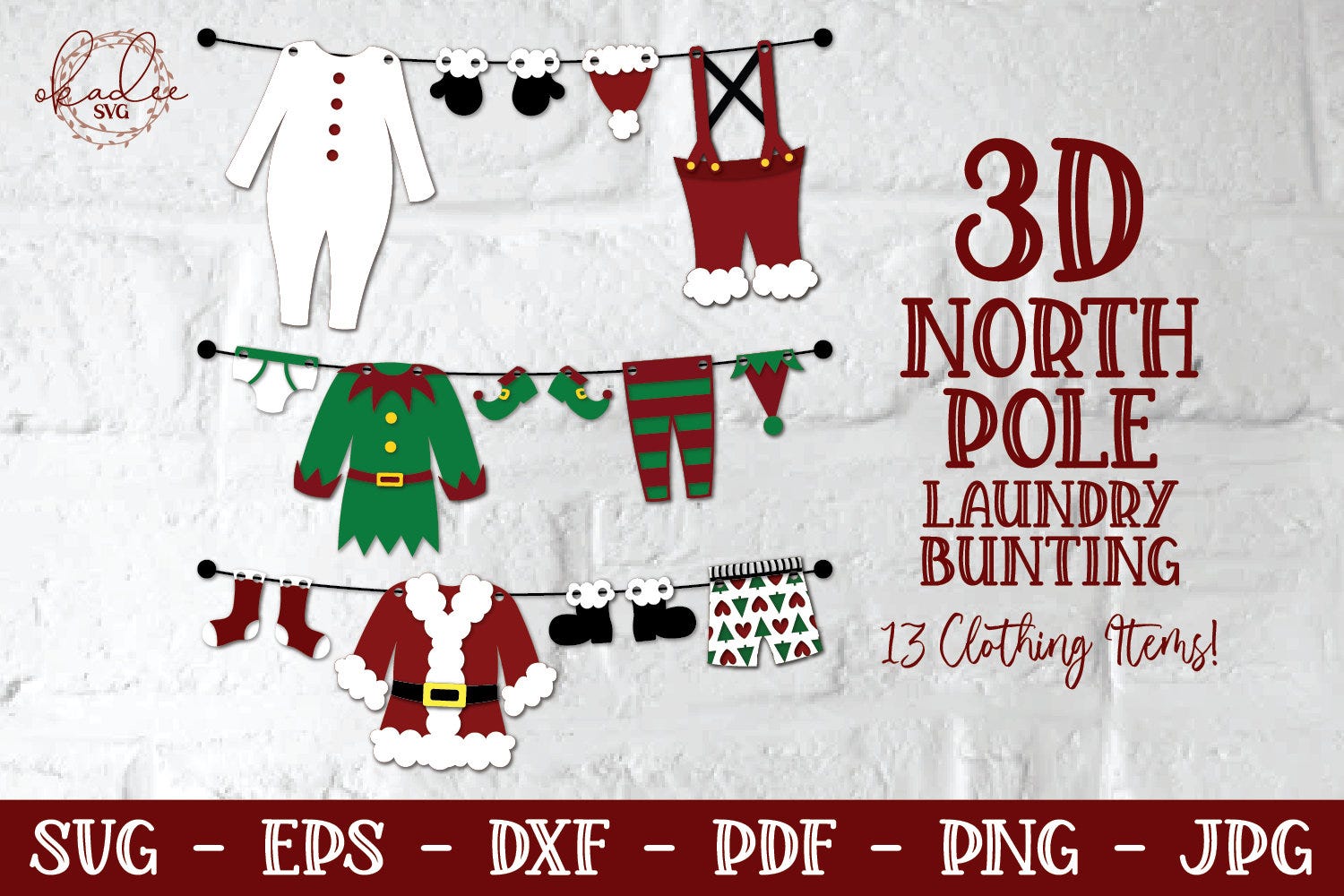 3D Santas Laundry Bunting, Christmas Bunting SVG, Layered Bunting Svg, Layered Christmas Svg, Christmas Svg, Papercut Christmas, 3D Papercut