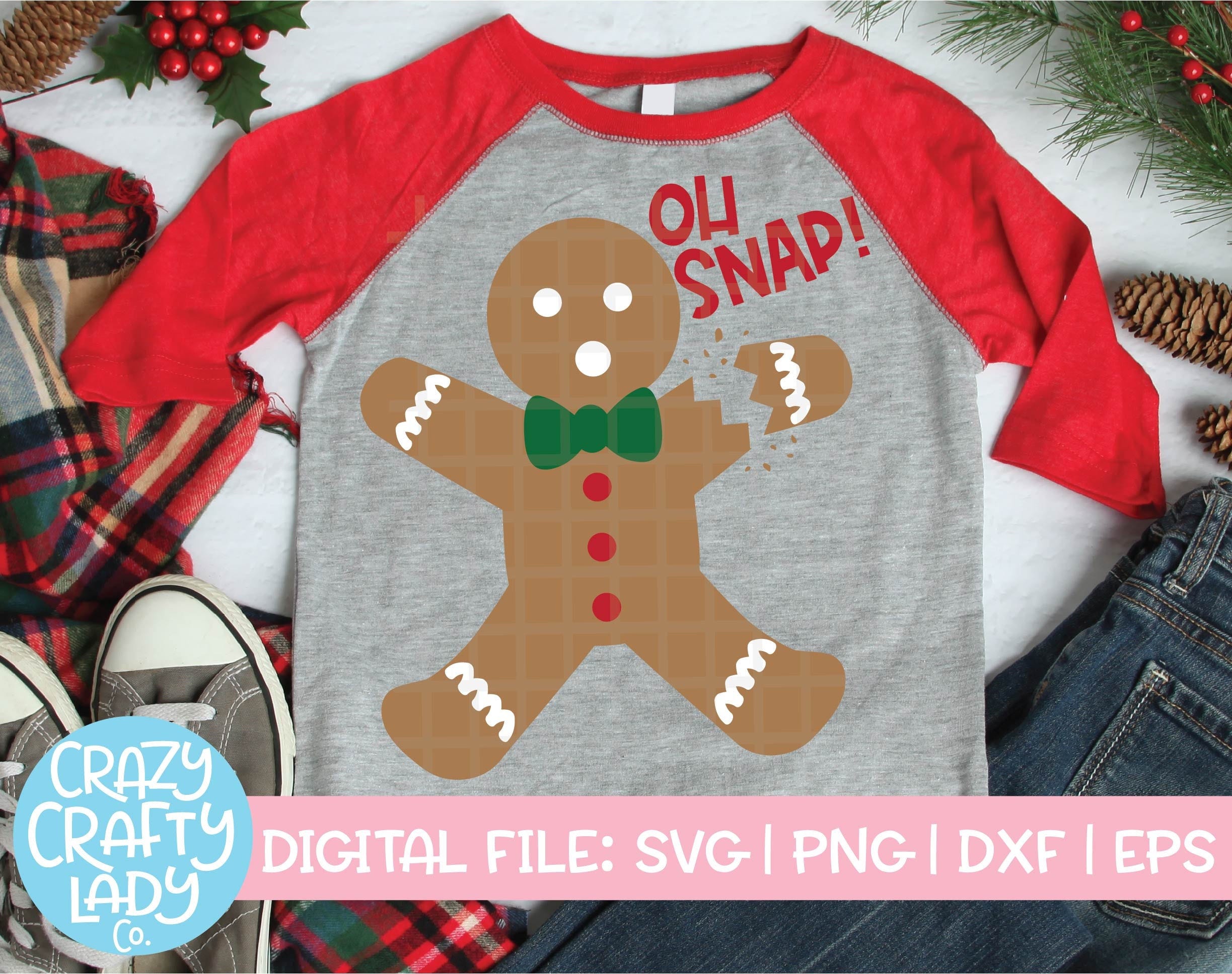 Oh Snap SVG, Christmas Cut File, Gingerbread Man Design, Funny Holiday Quote, Cute Kid Saying, Winter Baby, dxf eps png, Silhouette & Cricut