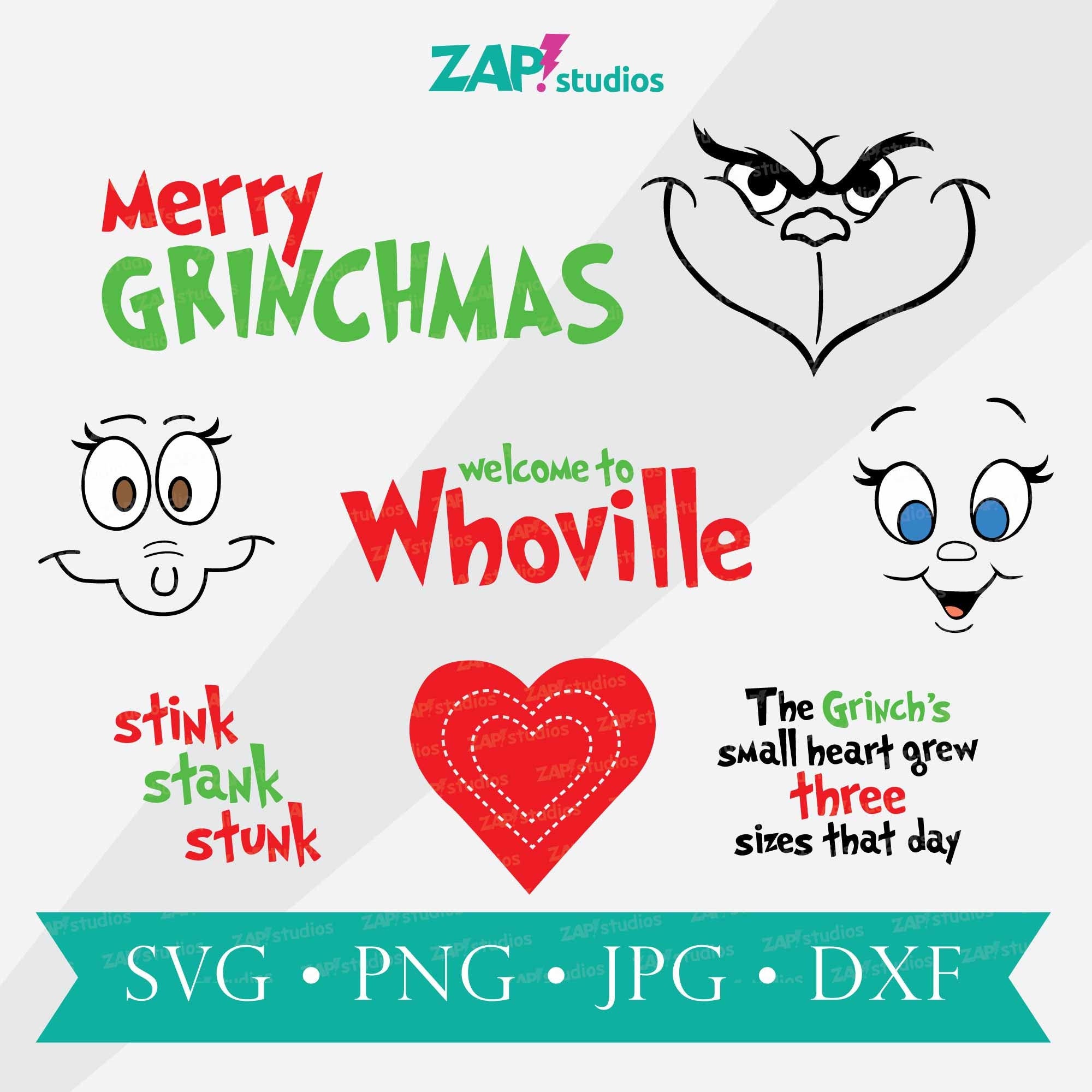 Grinch SVG Bundle, Grinch face svg, Cindy Lou Who png Grinch, Merry Grinchmas svg Whoville, max grinch dog svg, stink stank stunk, Christmas