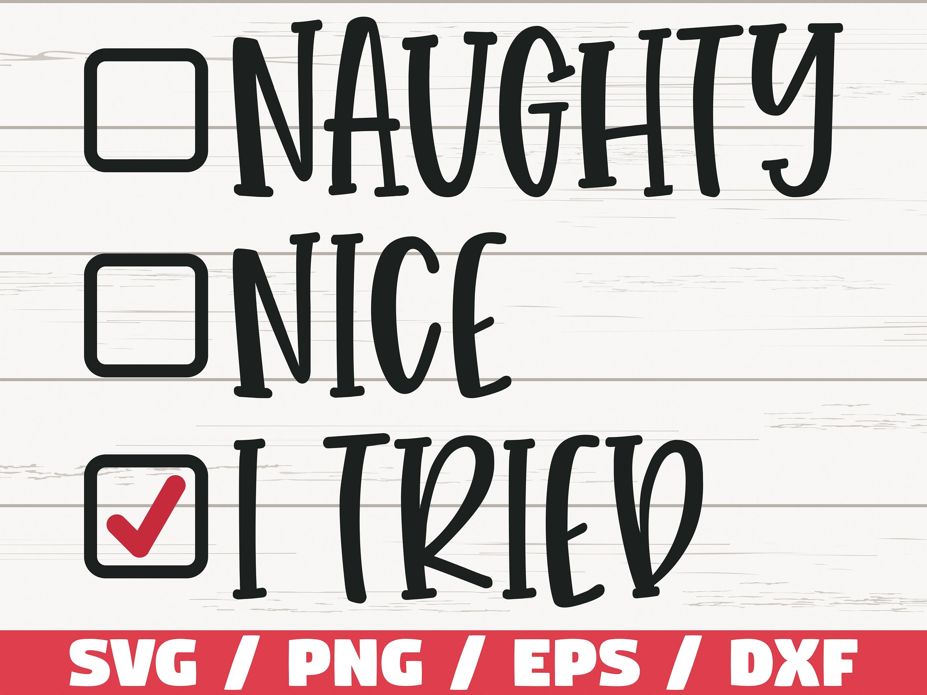 Naughty Nice I Tried SVG / Christmas SVG / Cut File / Cricut / Commercial use / Silhouette / Dxf File / Winter SVG