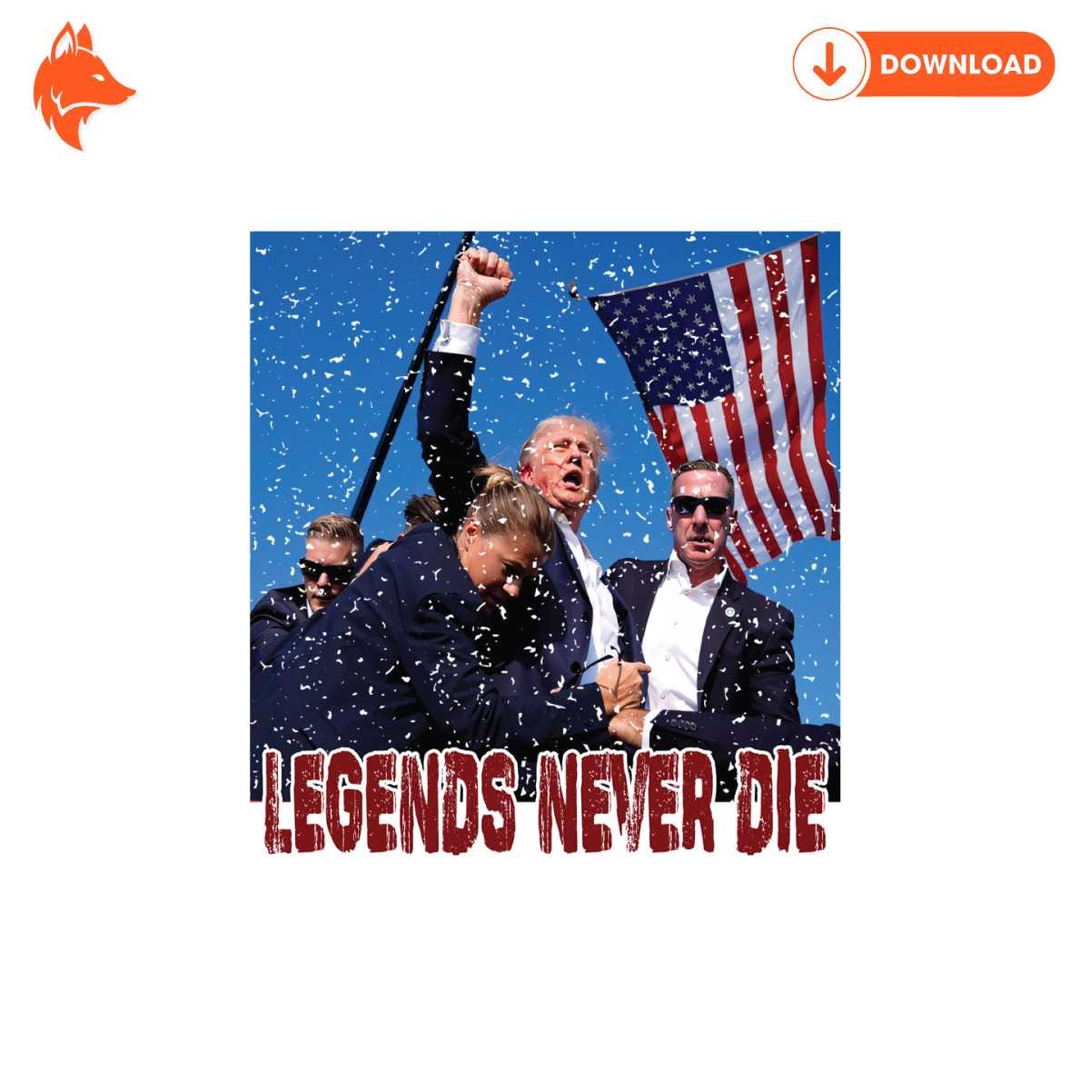 Free Retro Legends Never Die Trump Shot 2024 PNG