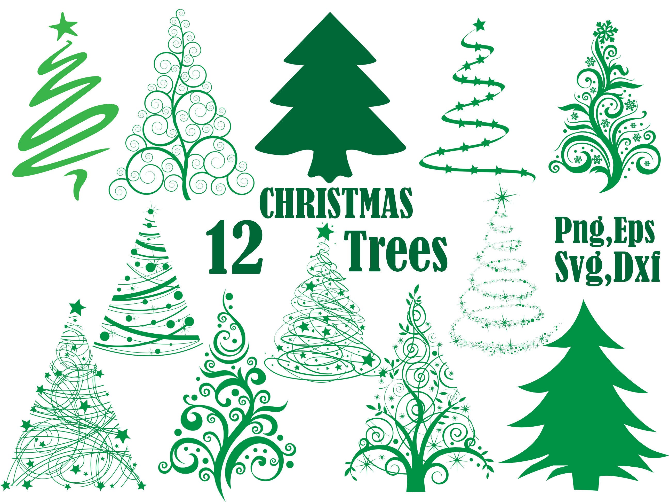 Christmas Tree Svg Silhouette clipart: "PINE TREES CLIPART"  Christmas Svg Vector Clipart Xmas Tree Hollyday Clipart Tree scrapbooking dxf